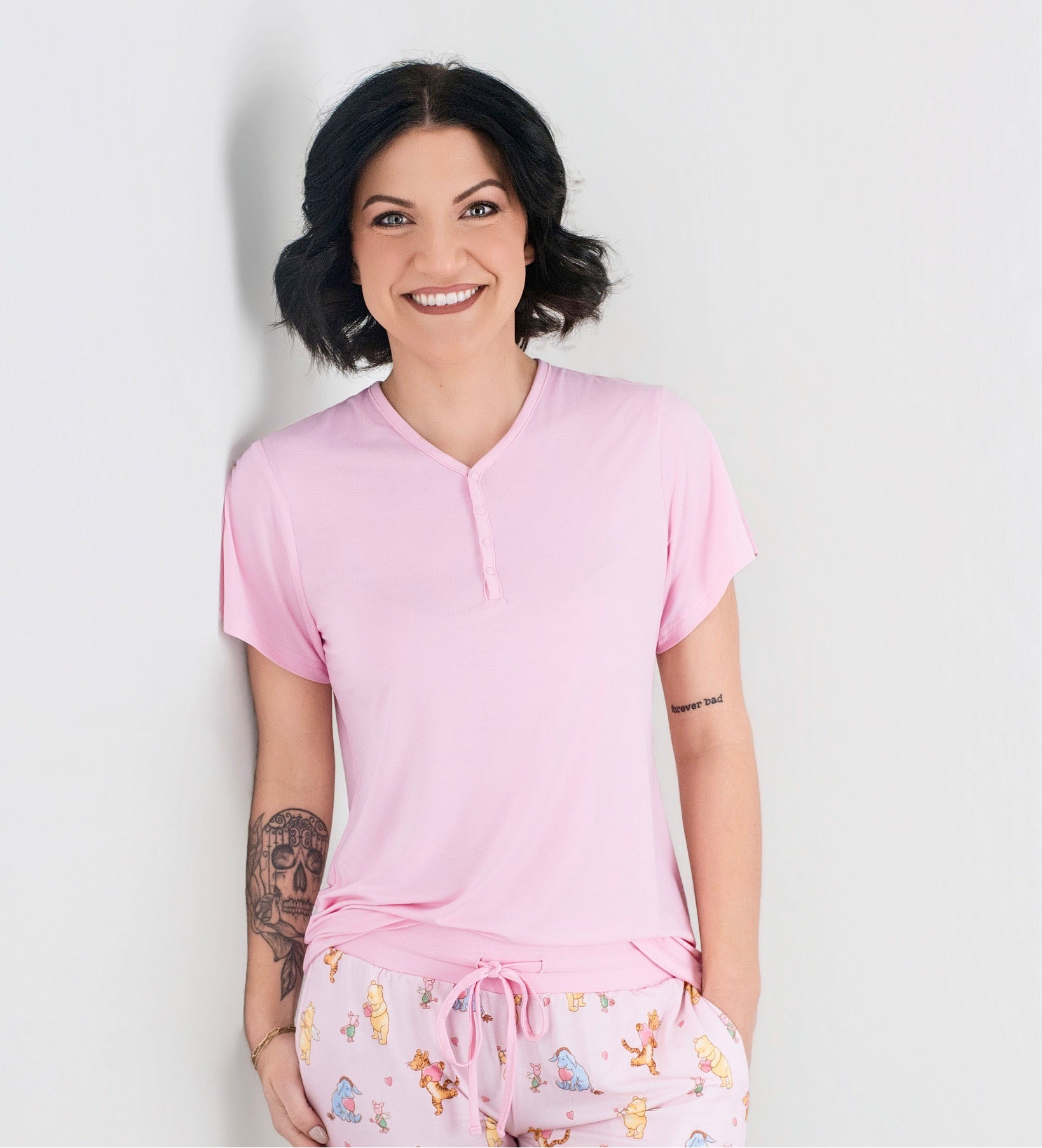 【LT.PINK】イレギュラーヘム ショートスリーブ カットソー Women's Pima Pajama Set in Rosewood