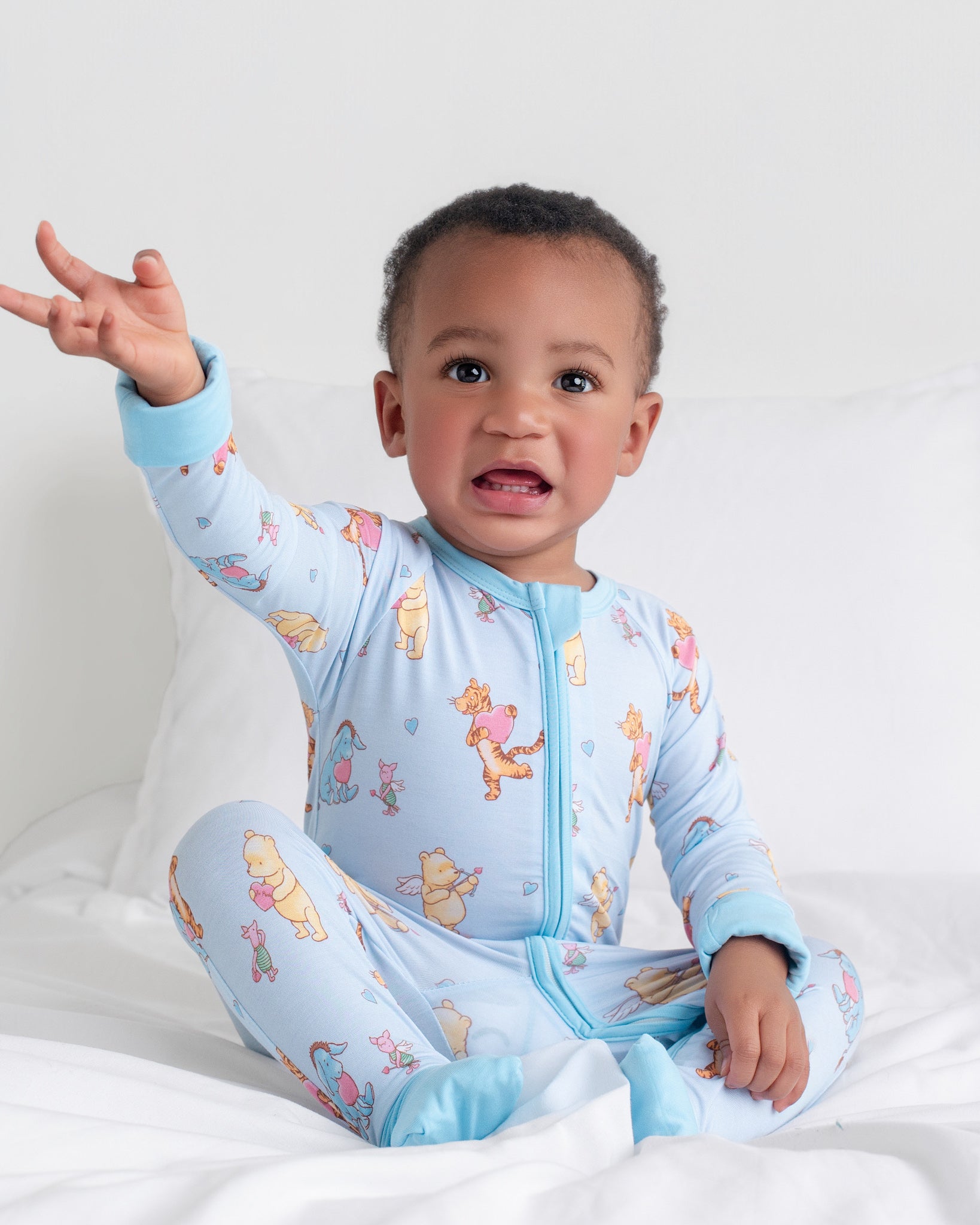 Love Bear Blue Zip romper – Dreamy Bamboo