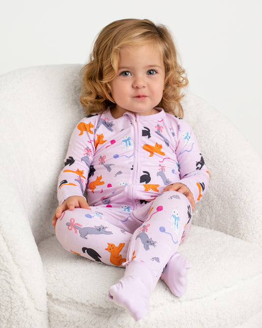 Cats & Bows Zip Romper