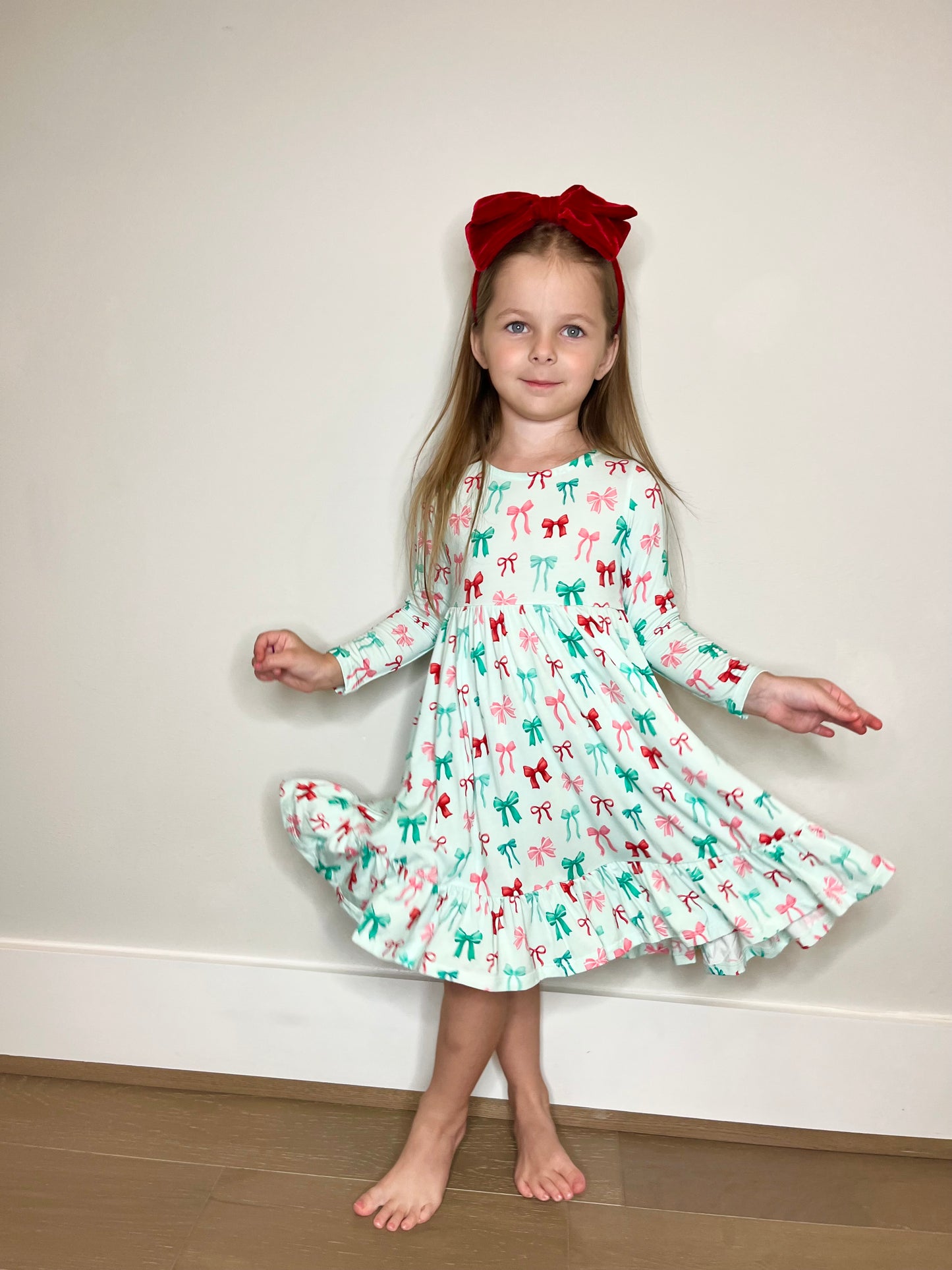 Holiday Bows Twirl Dress