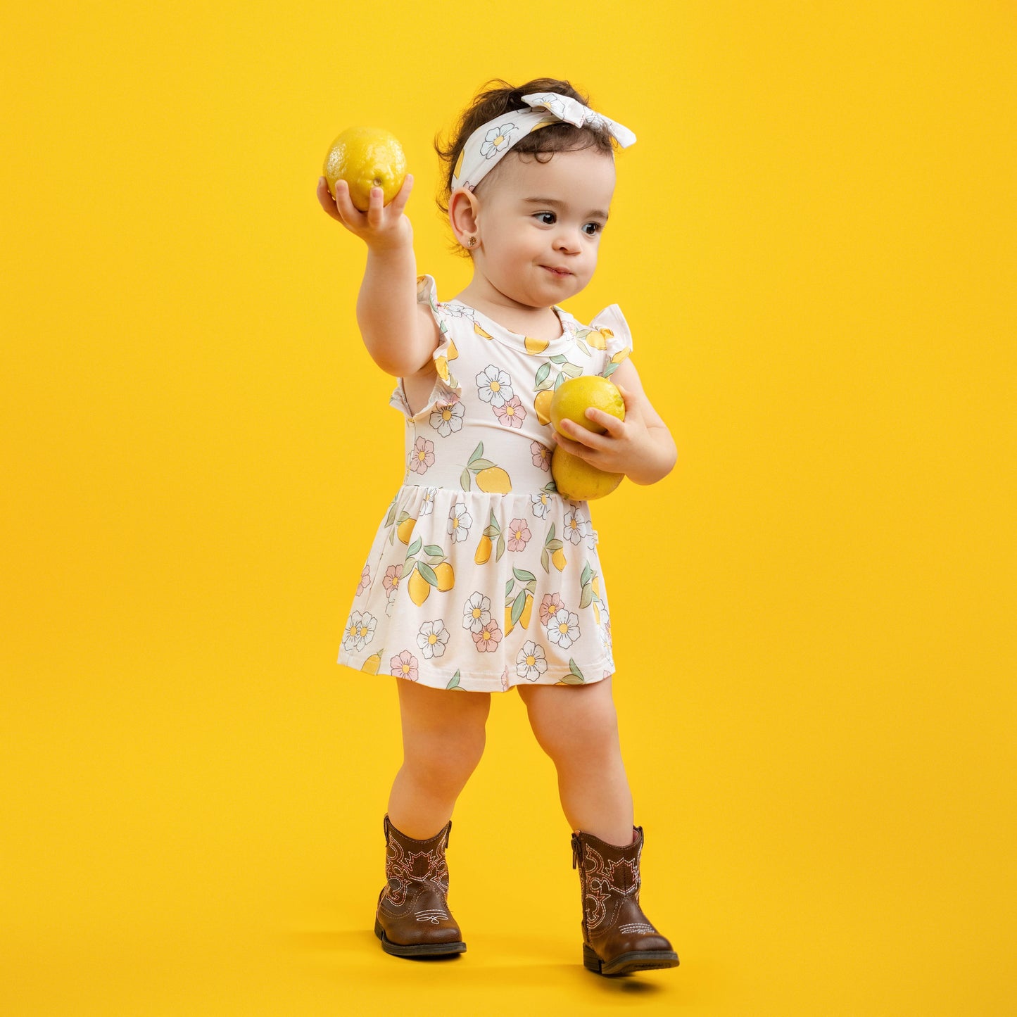 Lemon Twirl Dress with bodysuit