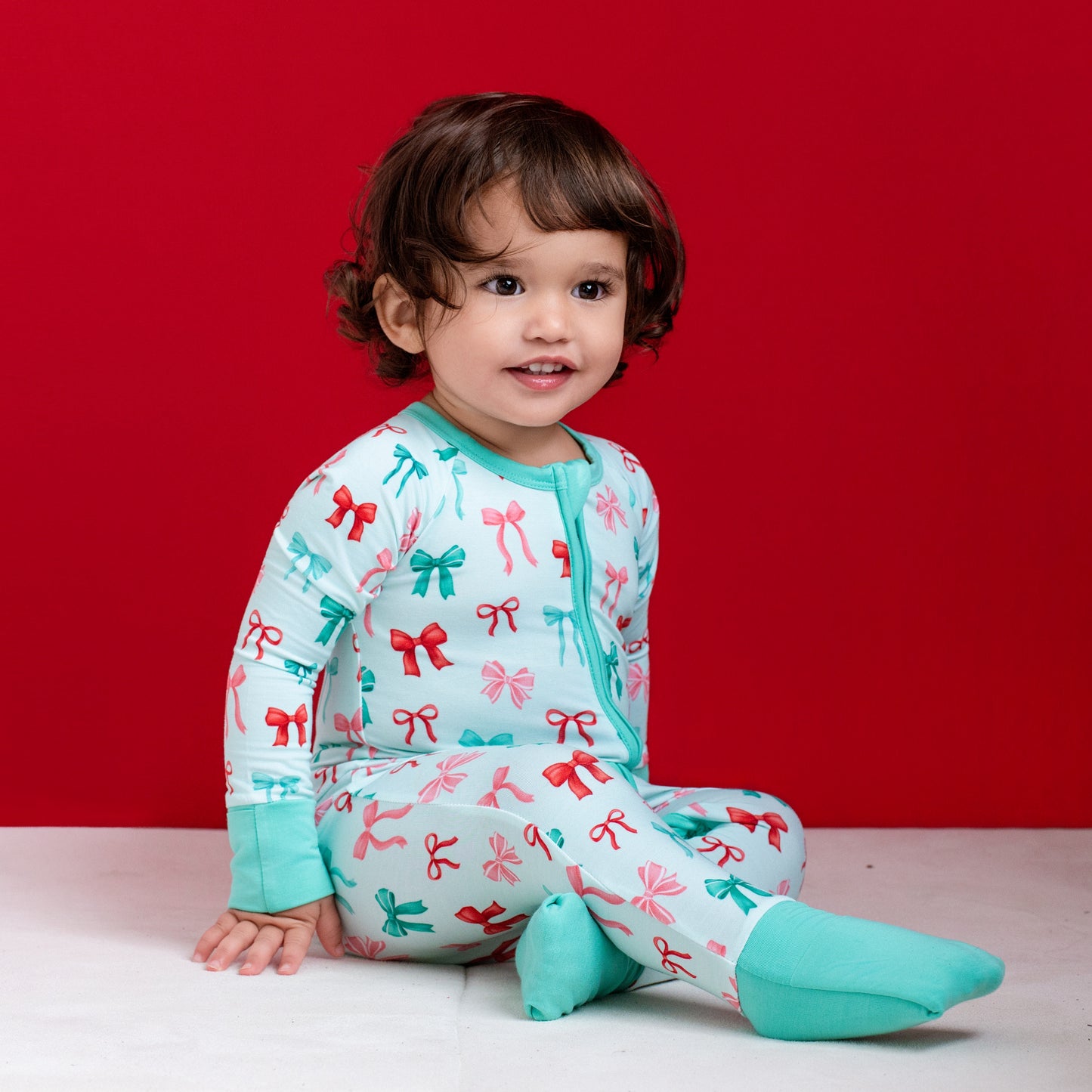 Holiday Bows Zip Romper