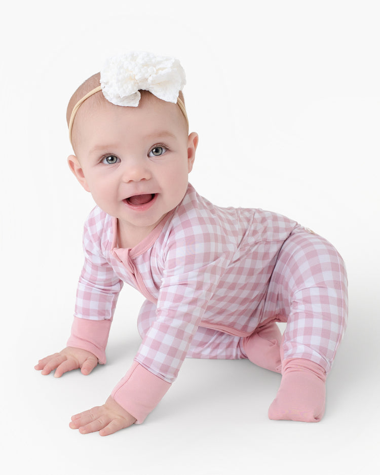 Petal Gingham Zip Romper