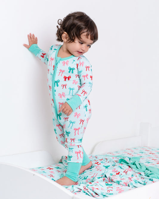 Holiday Bows Zip Romper
