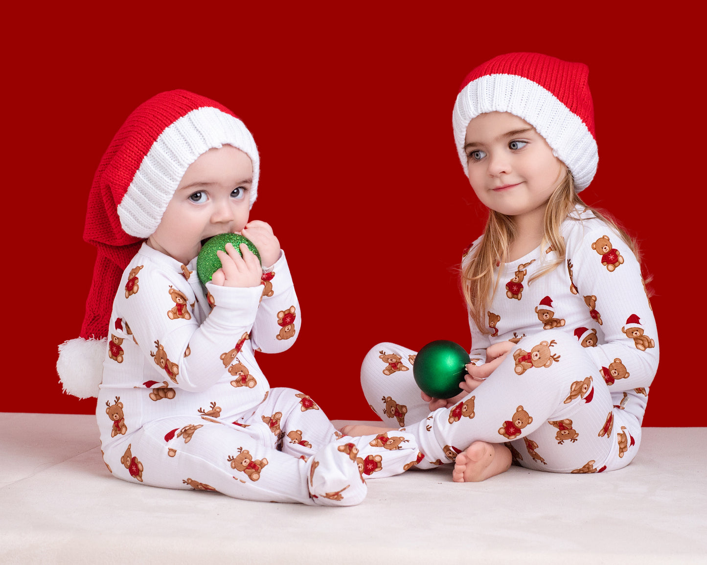 Christmas Bears Ribbed Zip Romper