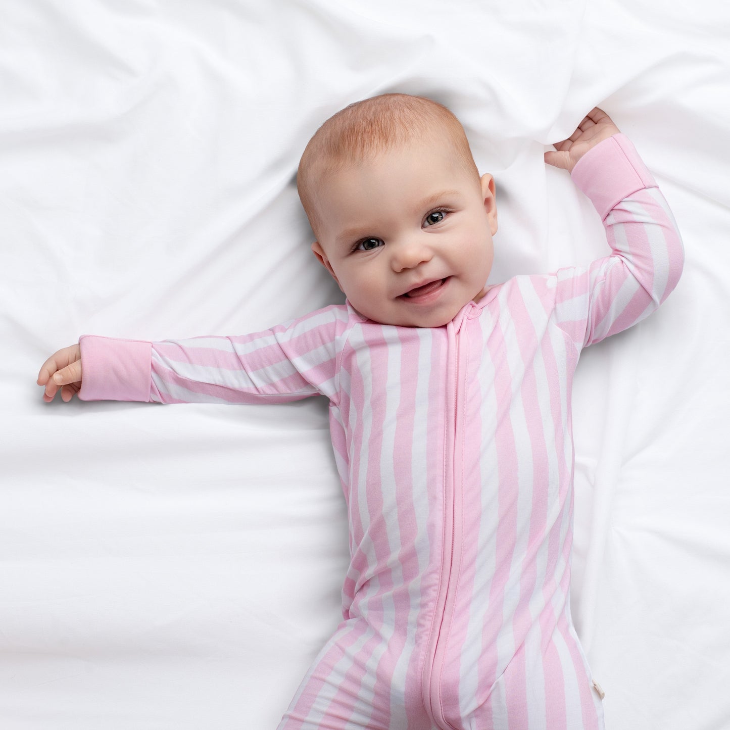 Cotton Candy Pink Stripe Zip Romper