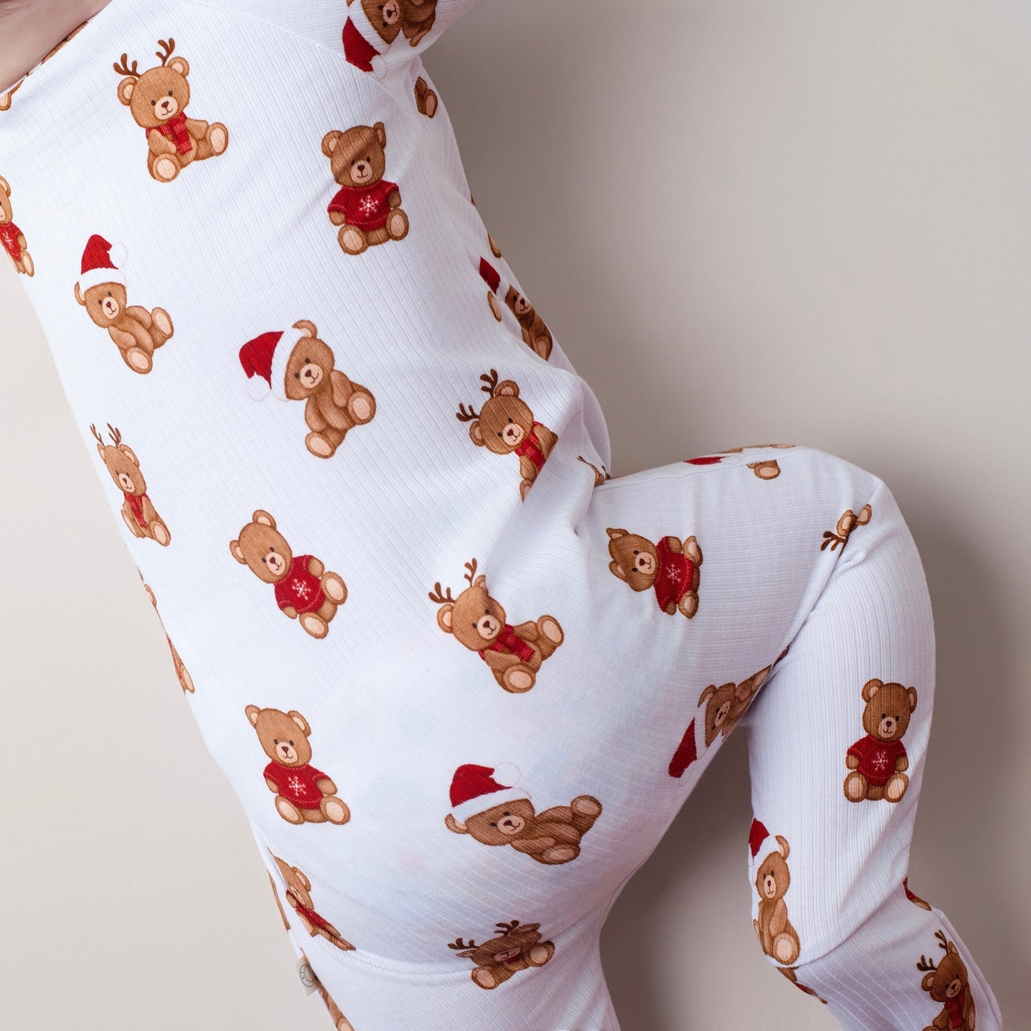 Christmas Bears Ribbed Zip Romper