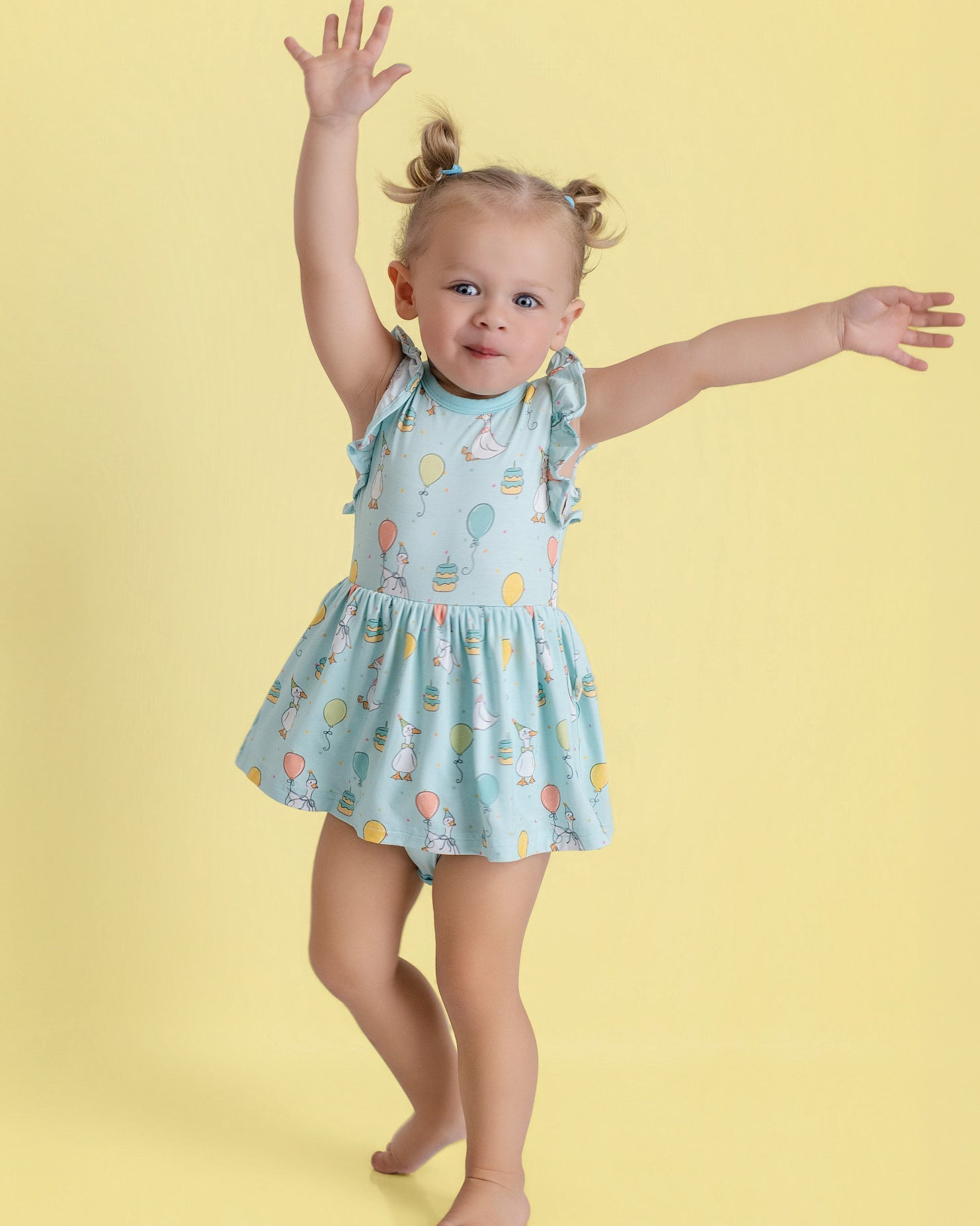 Party Geese Green Twirl Dress with bodysuit