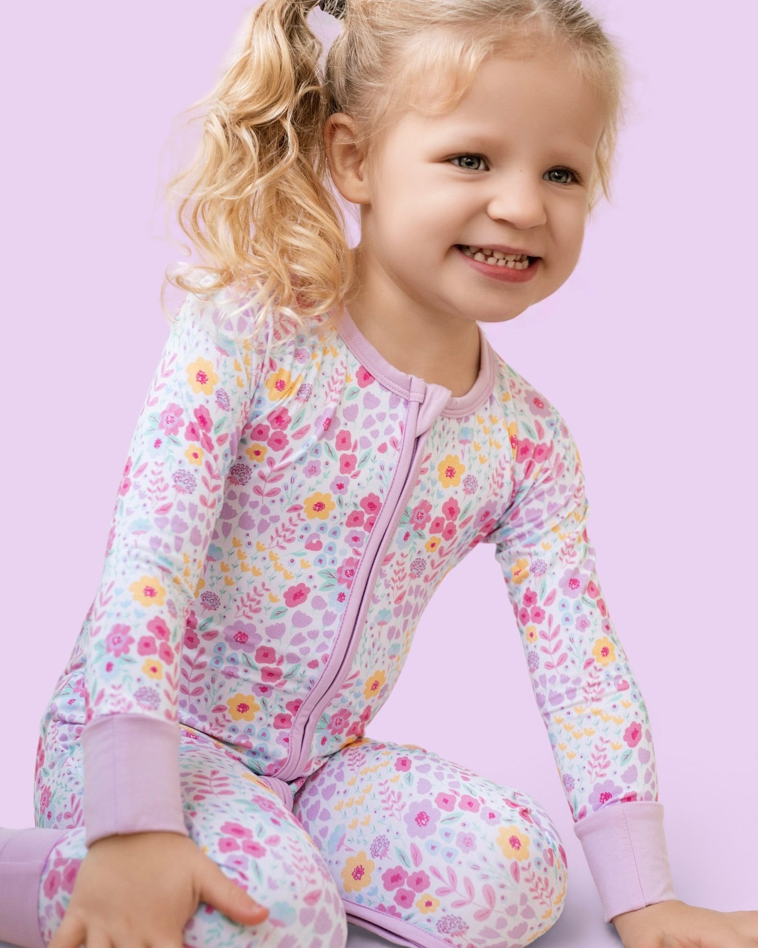 Lavender bloom Zip Romper