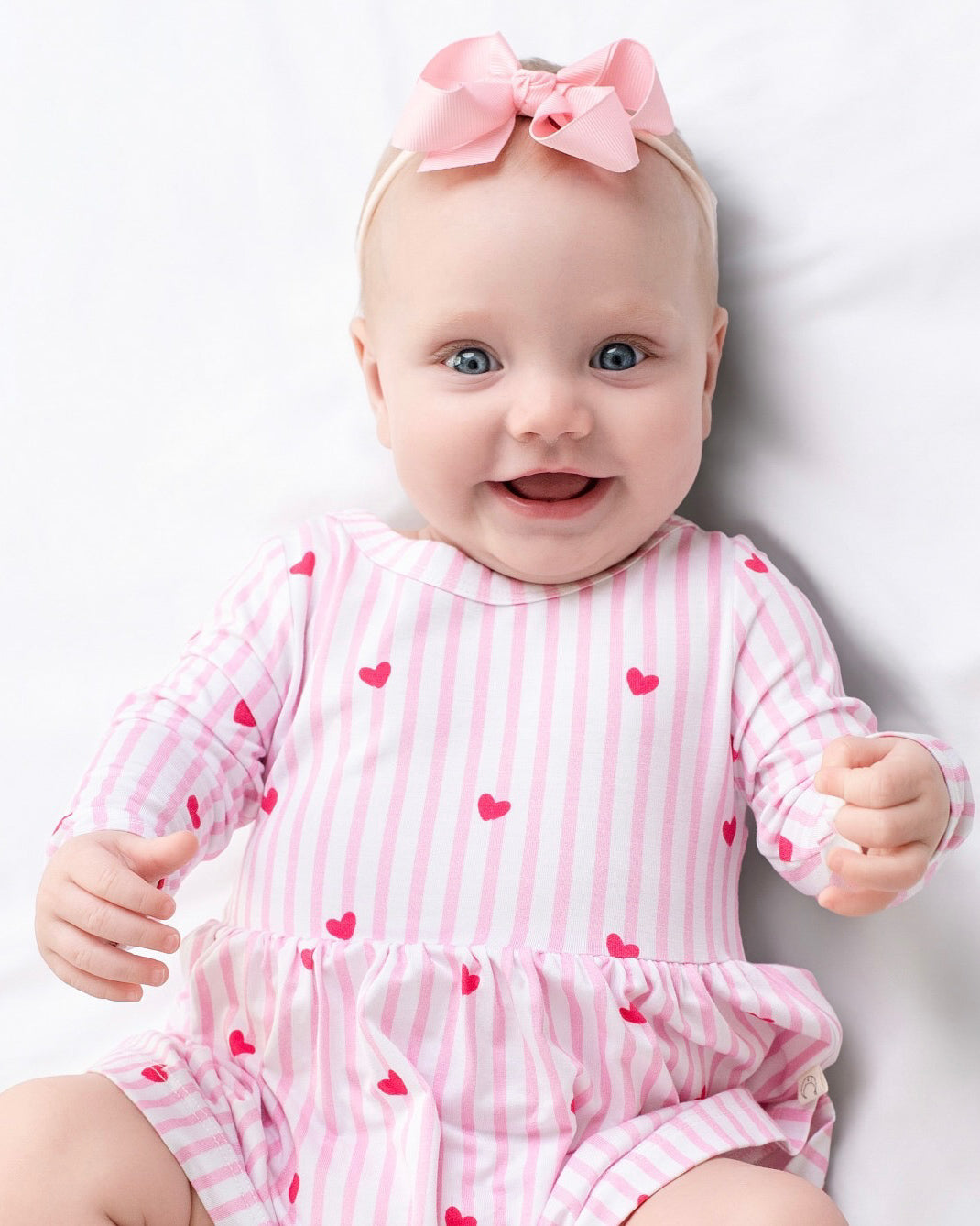 Tiny Heart Pink Twirl Dress with bodysuit
