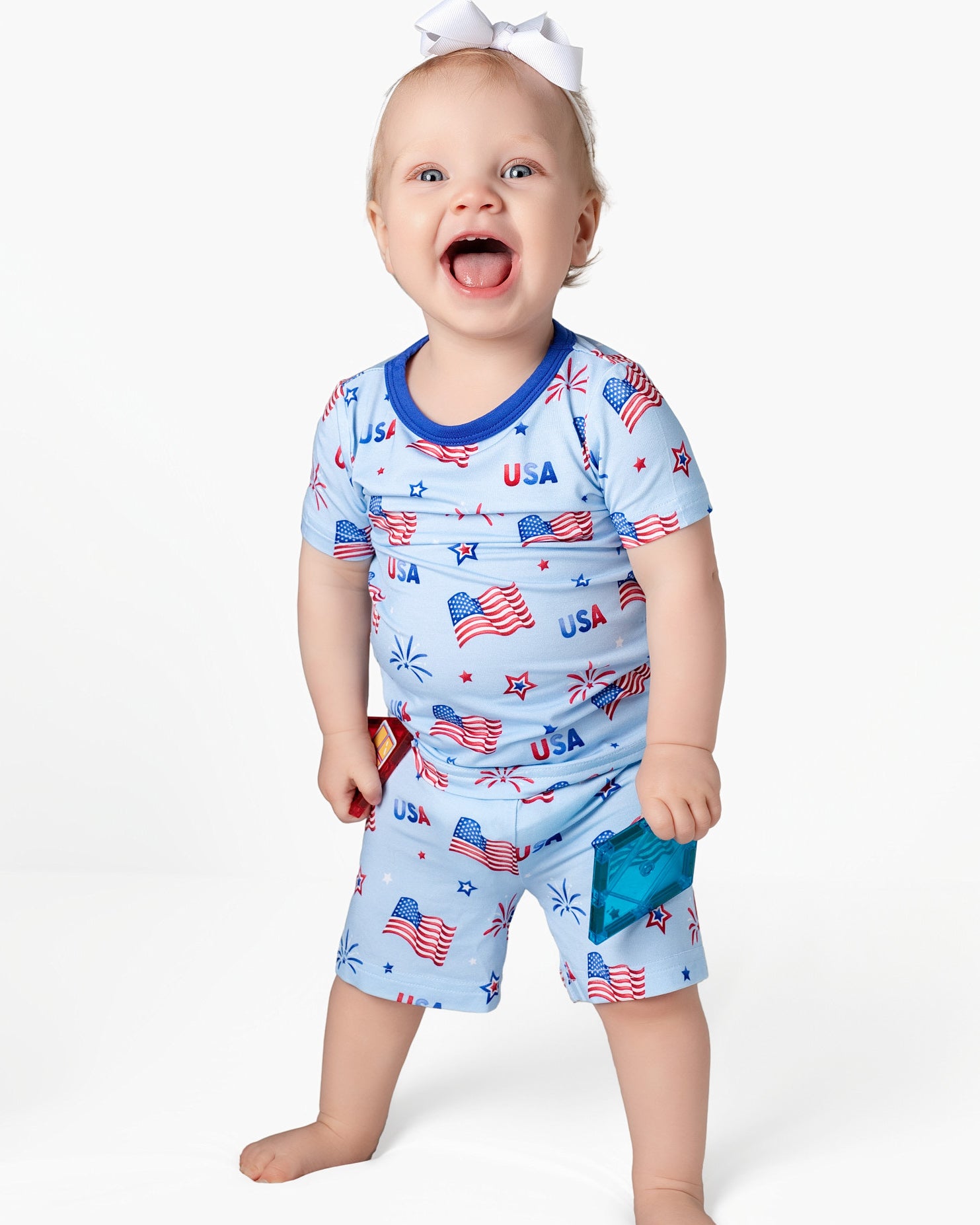 Little Firecracker Two-Piece Short Sleeve & Shorts Set