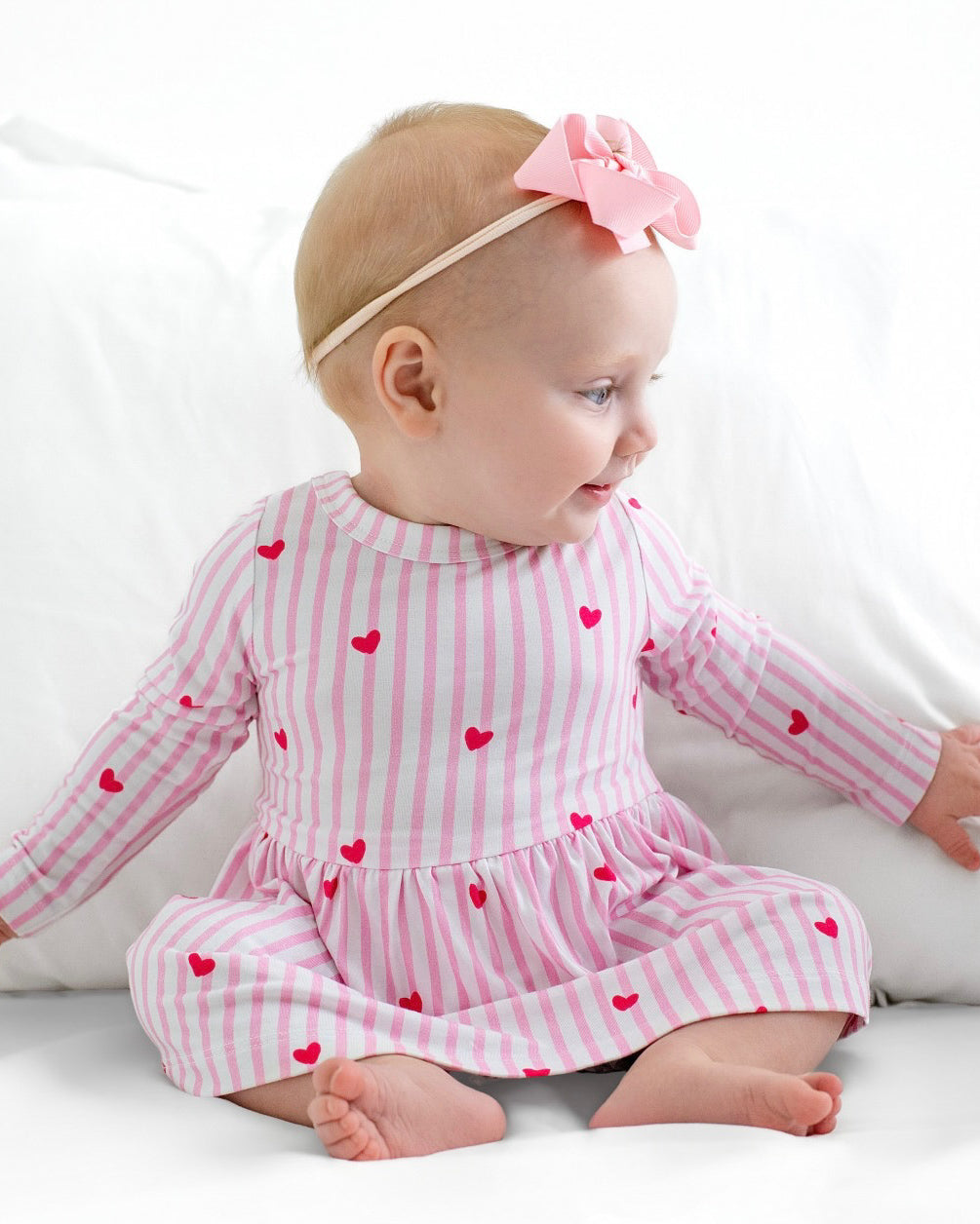 Tiny Heart Pink Twirl Dress with bodysuit