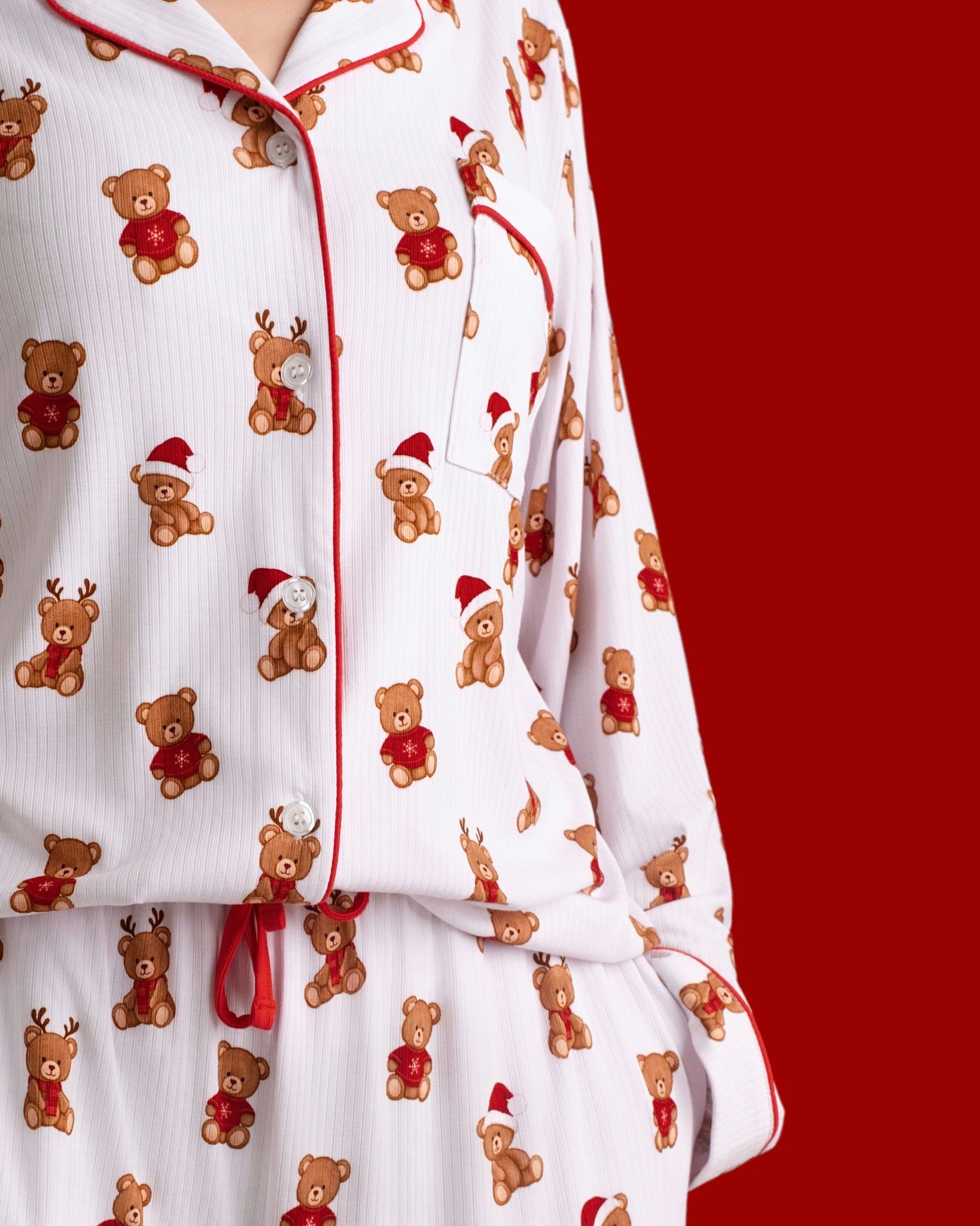Christmas Bears Ribbed Women's Pajama Set