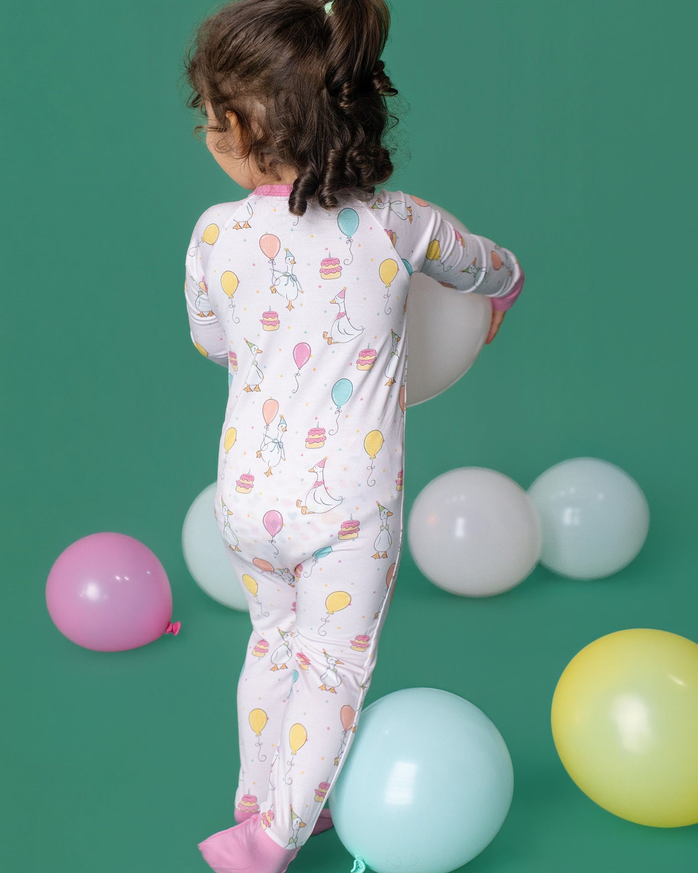 Party Geese Pink Zip Romper