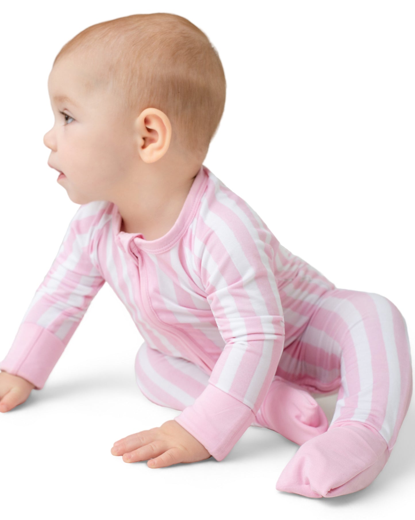 Cotton Candy Pink Stripe Zip Romper