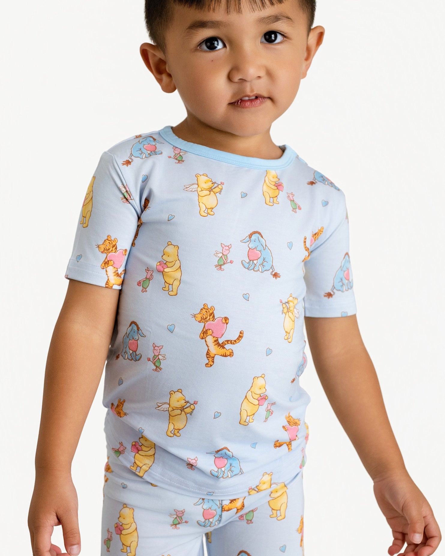 Love Bear Blue Two-Piece Short Sleeve & Shorts Set