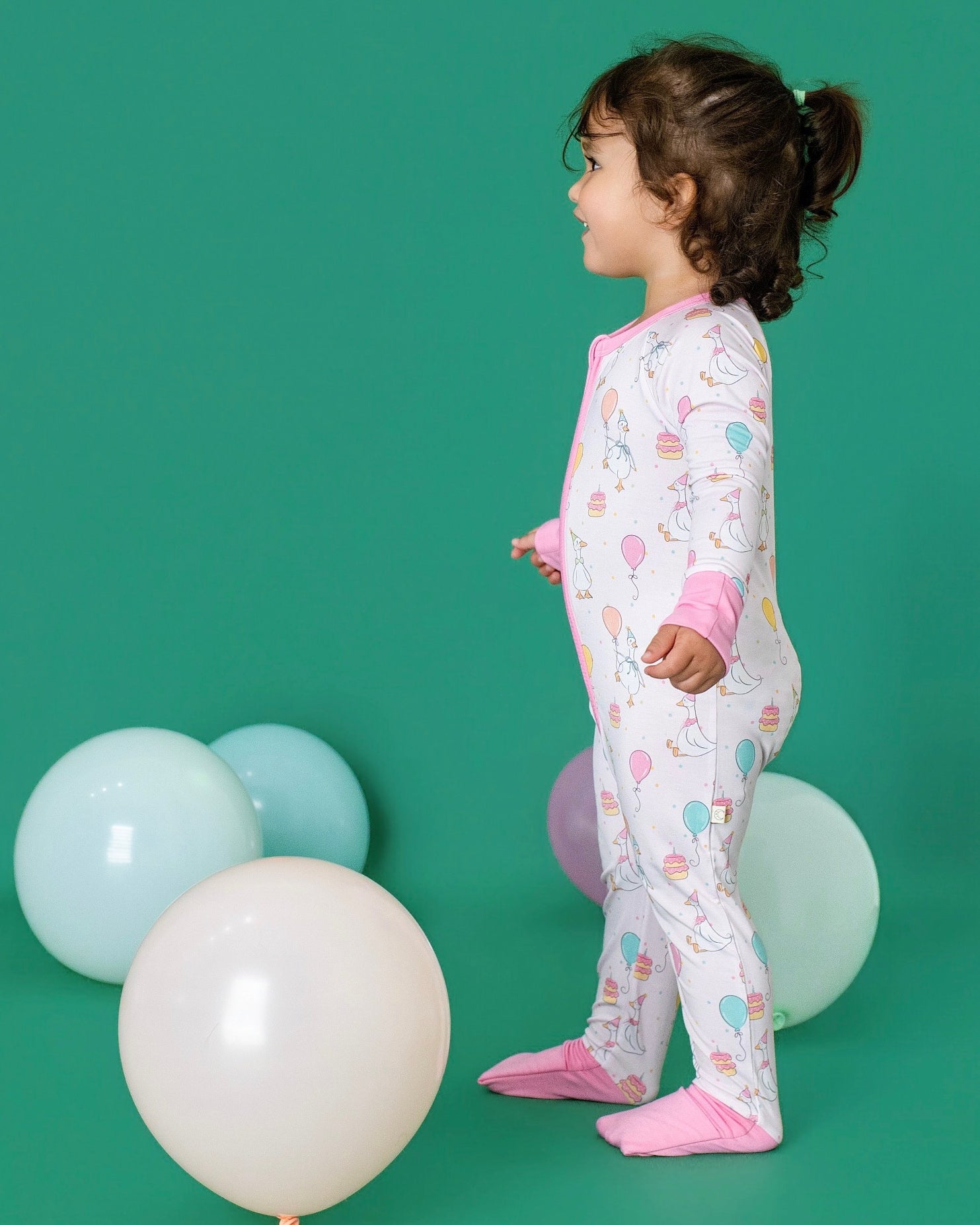 Party Geese Pink Zip Romper