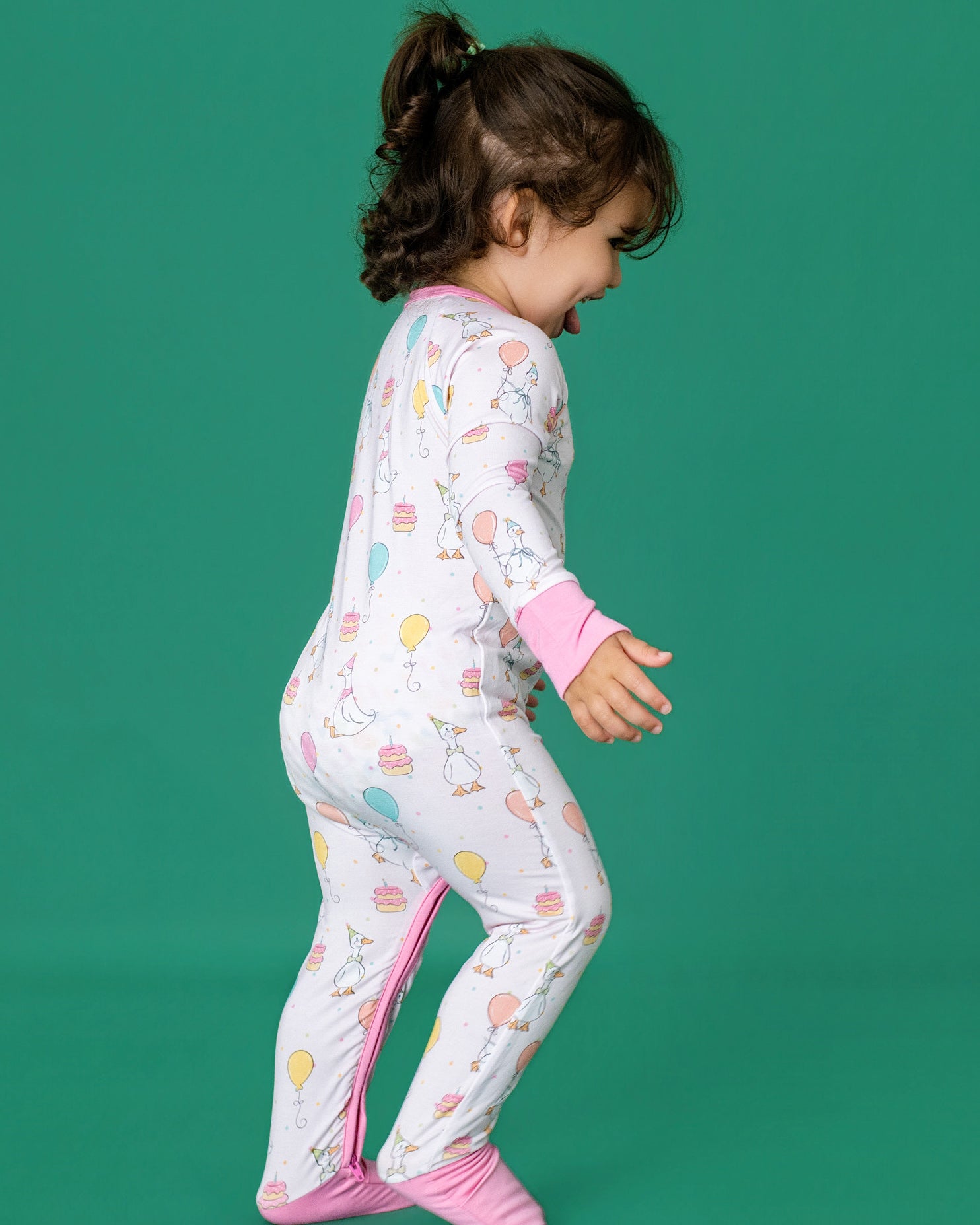 Party Geese Pink Zip Romper