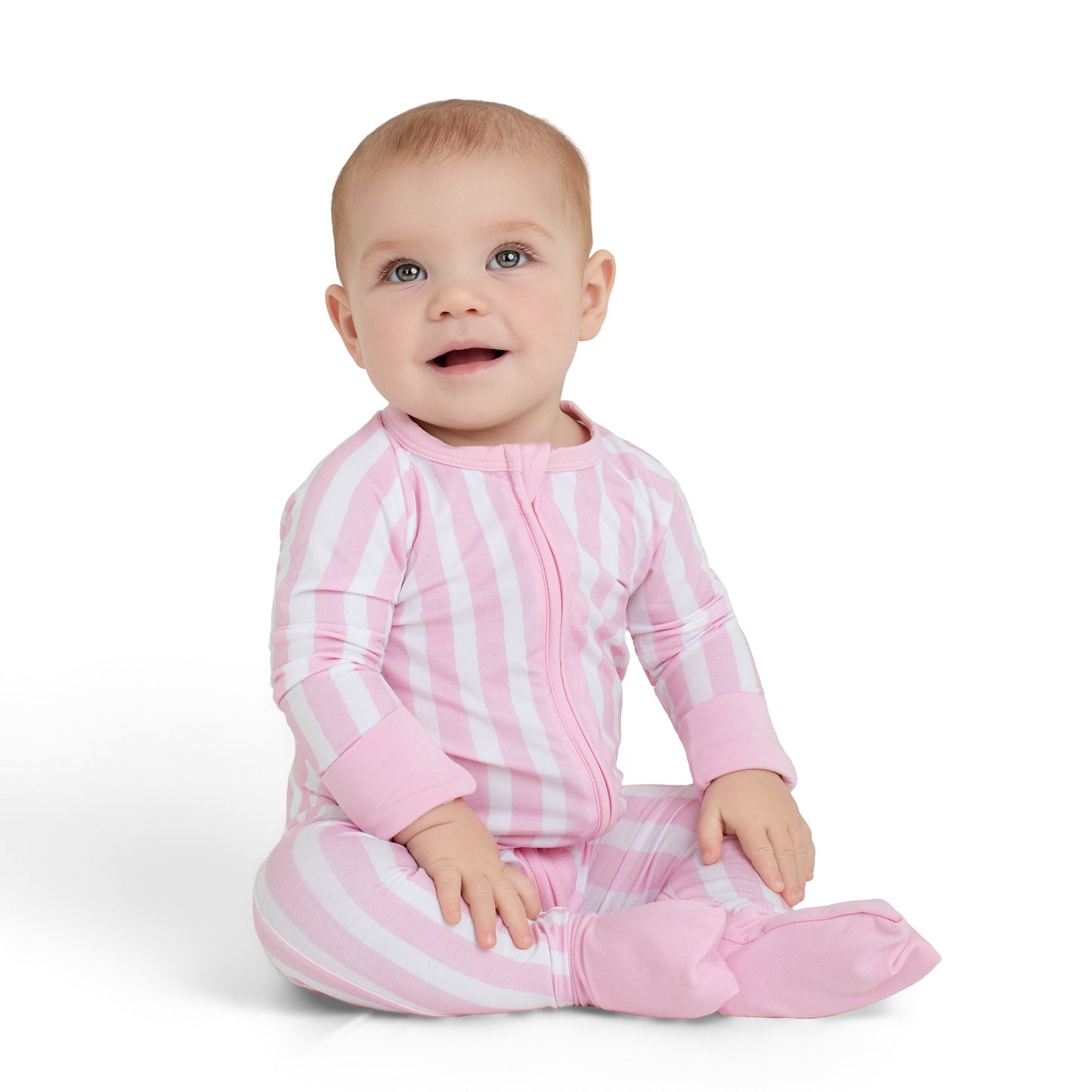 Cotton Candy Pink Stripe Zip Romper