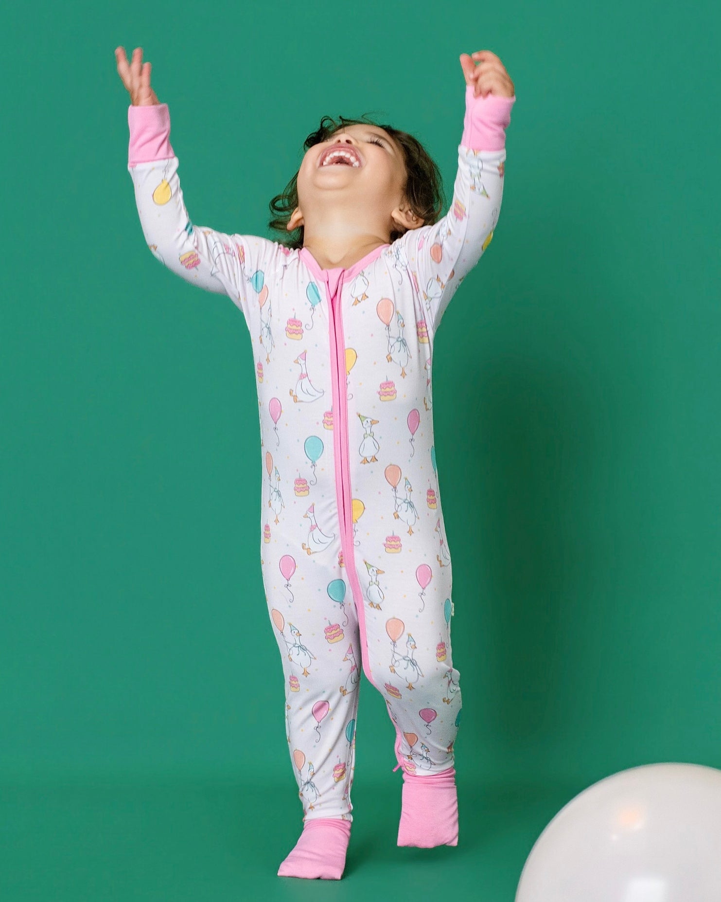 Party Geese Pink Zip Romper