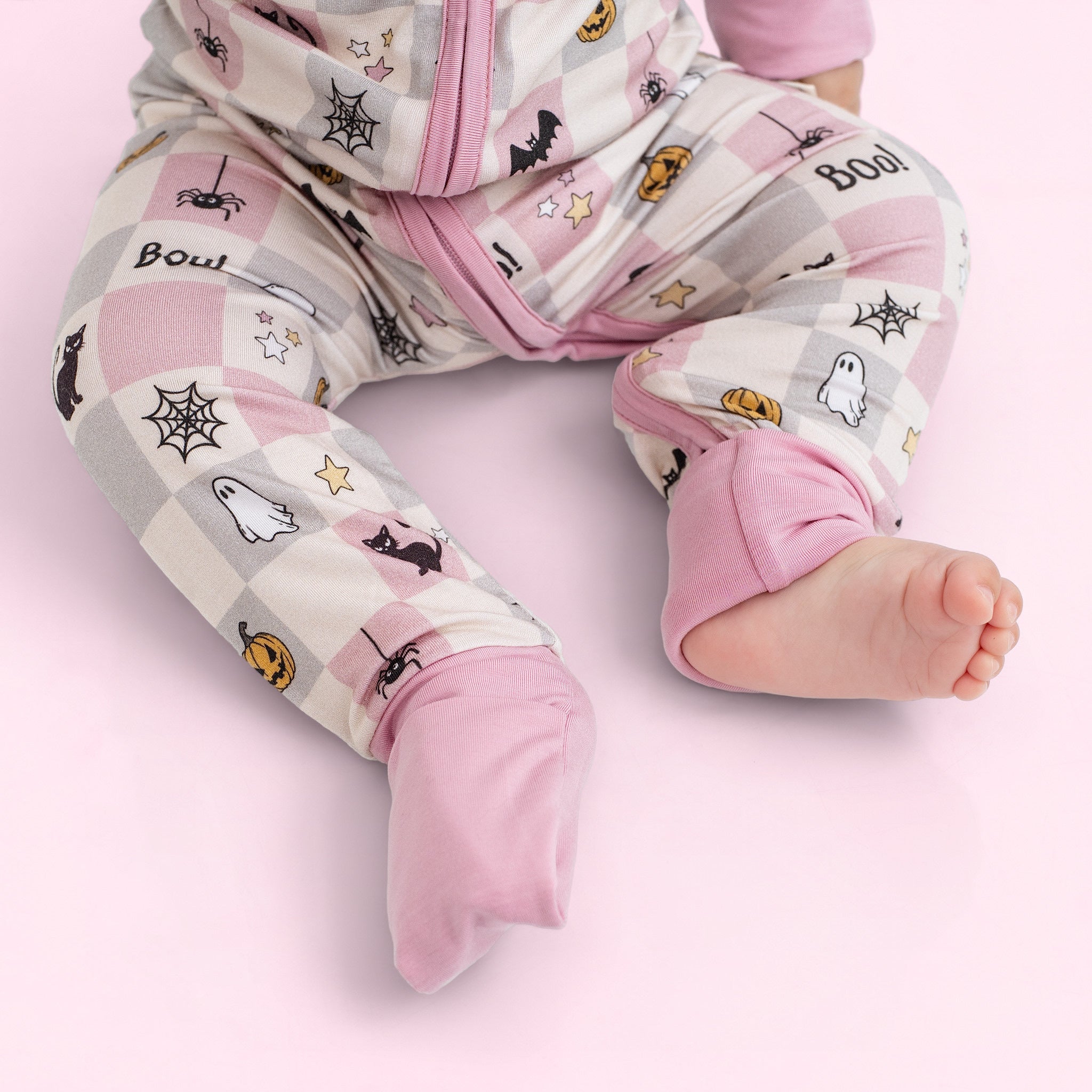 Spooky Checkers Pink Zip Romper- PRE ORDER SHIPS 9/10