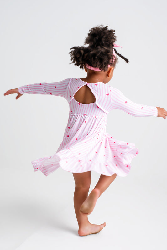 Tiny Heart Pink Twirl Dress