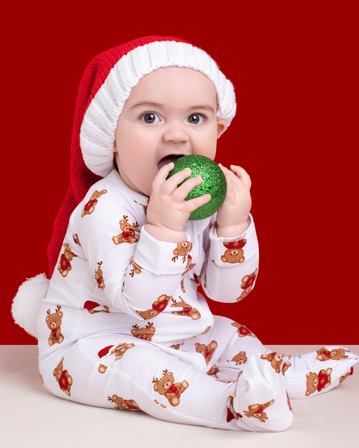 Christmas Bears Ribbed Zip Romper