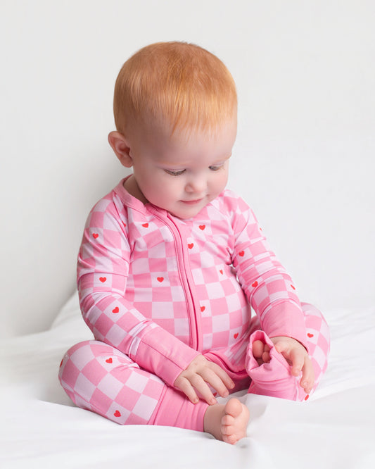 Checkered Love Zip Romper