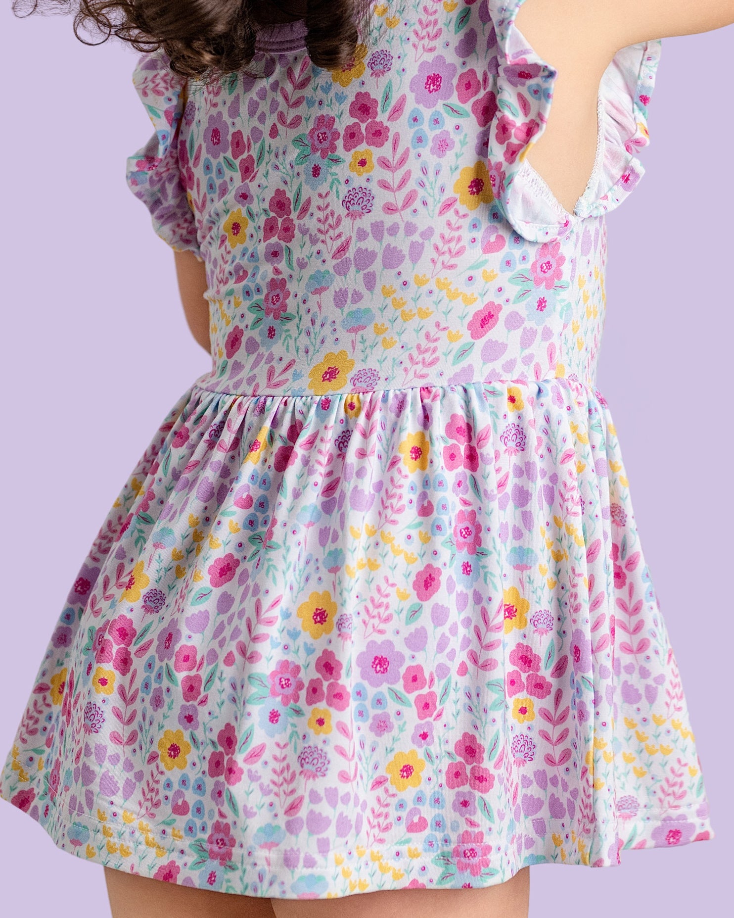 Lavender Bloom Twirl Dress with bodysuit