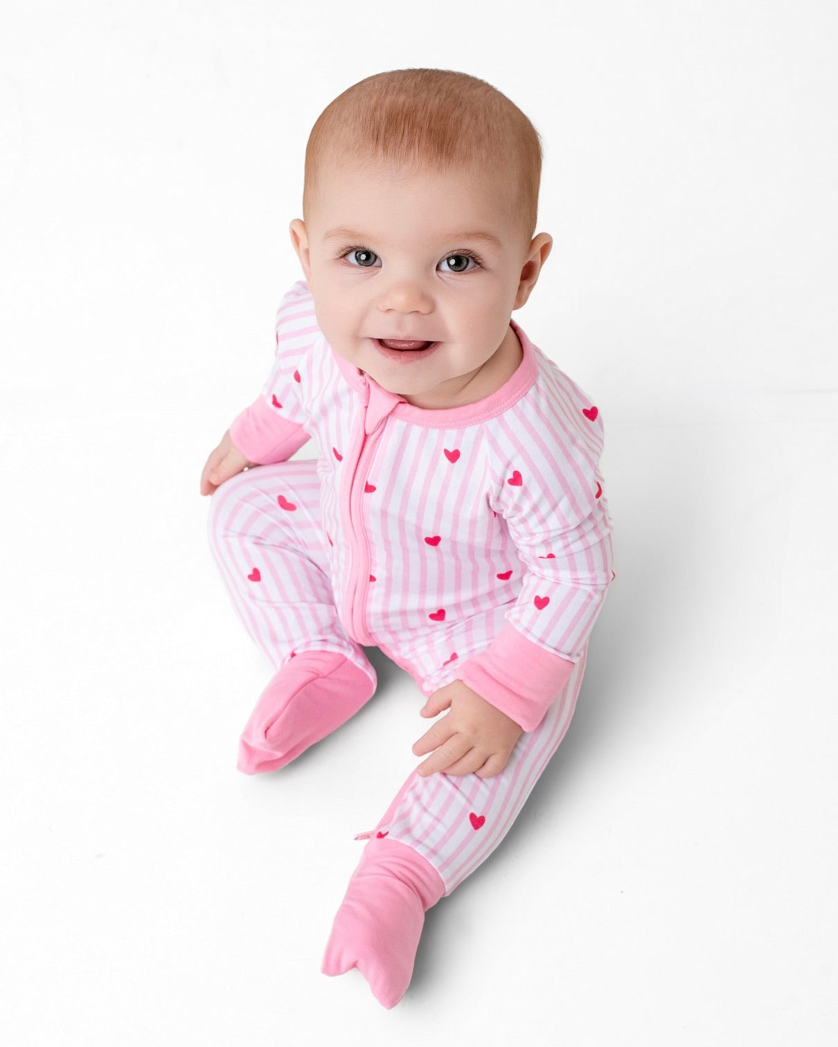 Tiny Hearts Pink Zip Romper
