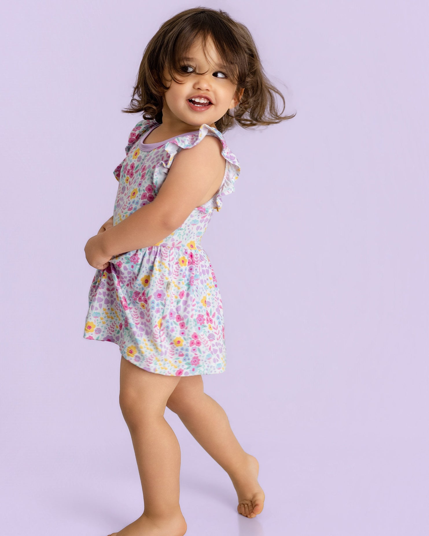 Lavender Bloom Twirl Dress with bodysuit