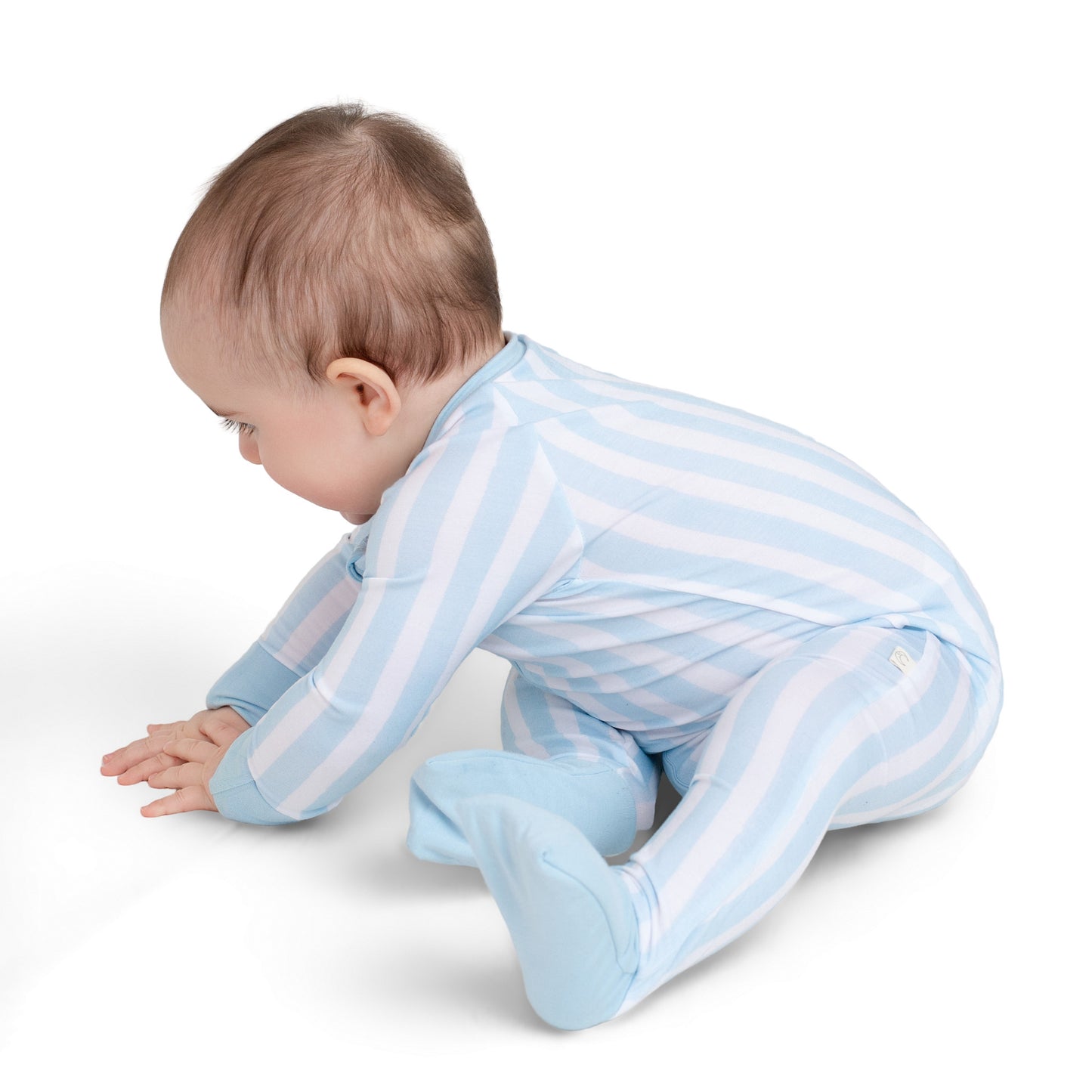 Cotton Candy Blue Stripe Zip Romper