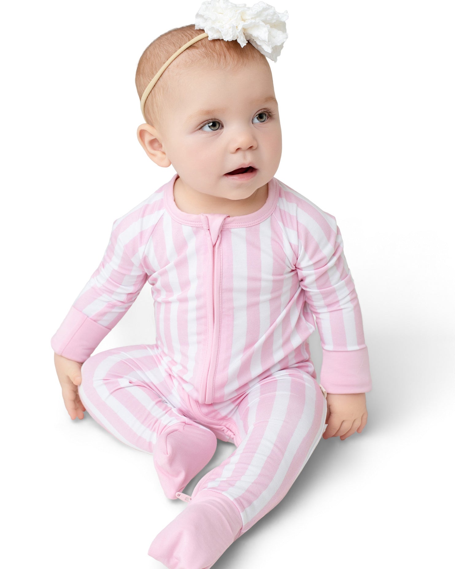Cotton Candy Pink Stripe Zip Romper