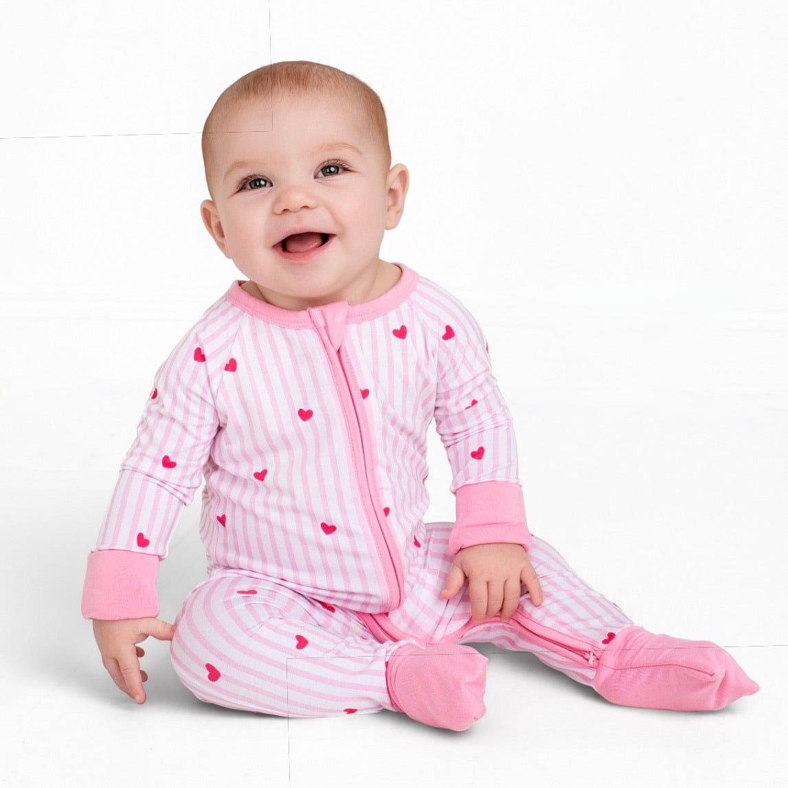 Tiny Hearts Pink Zip Romper