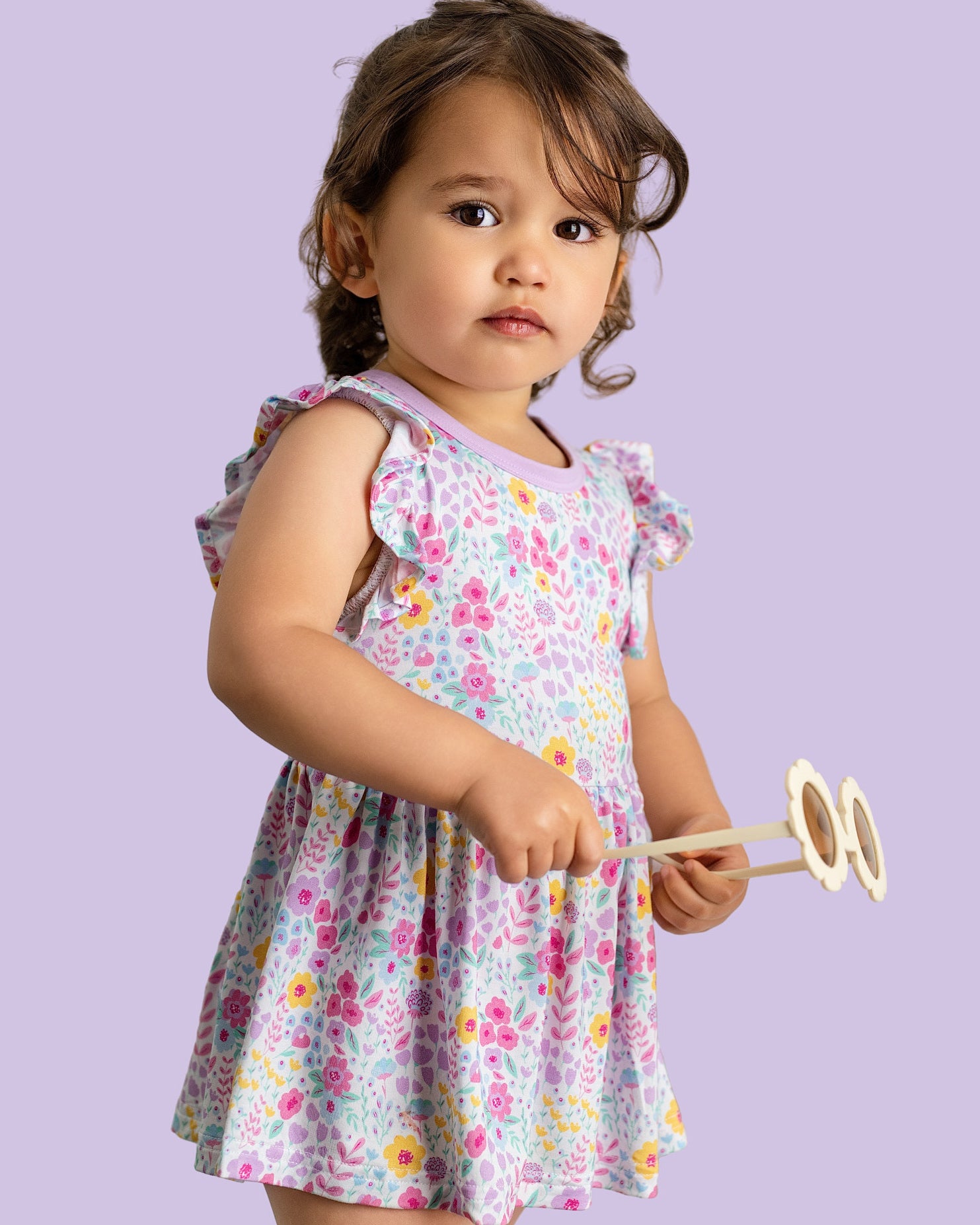 Lavender Bloom Twirl Dress with bodysuit