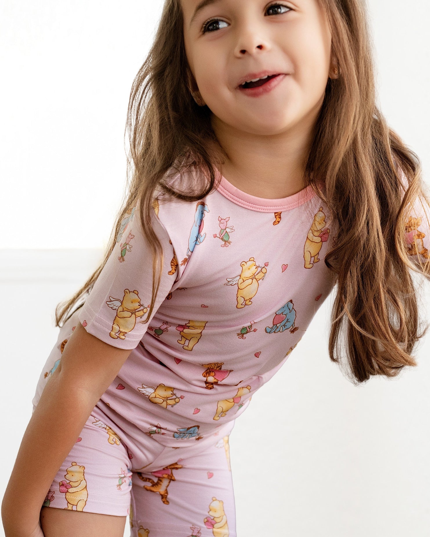 Love Bear Pink Two-Piece Short Sleeve & Shorts Set