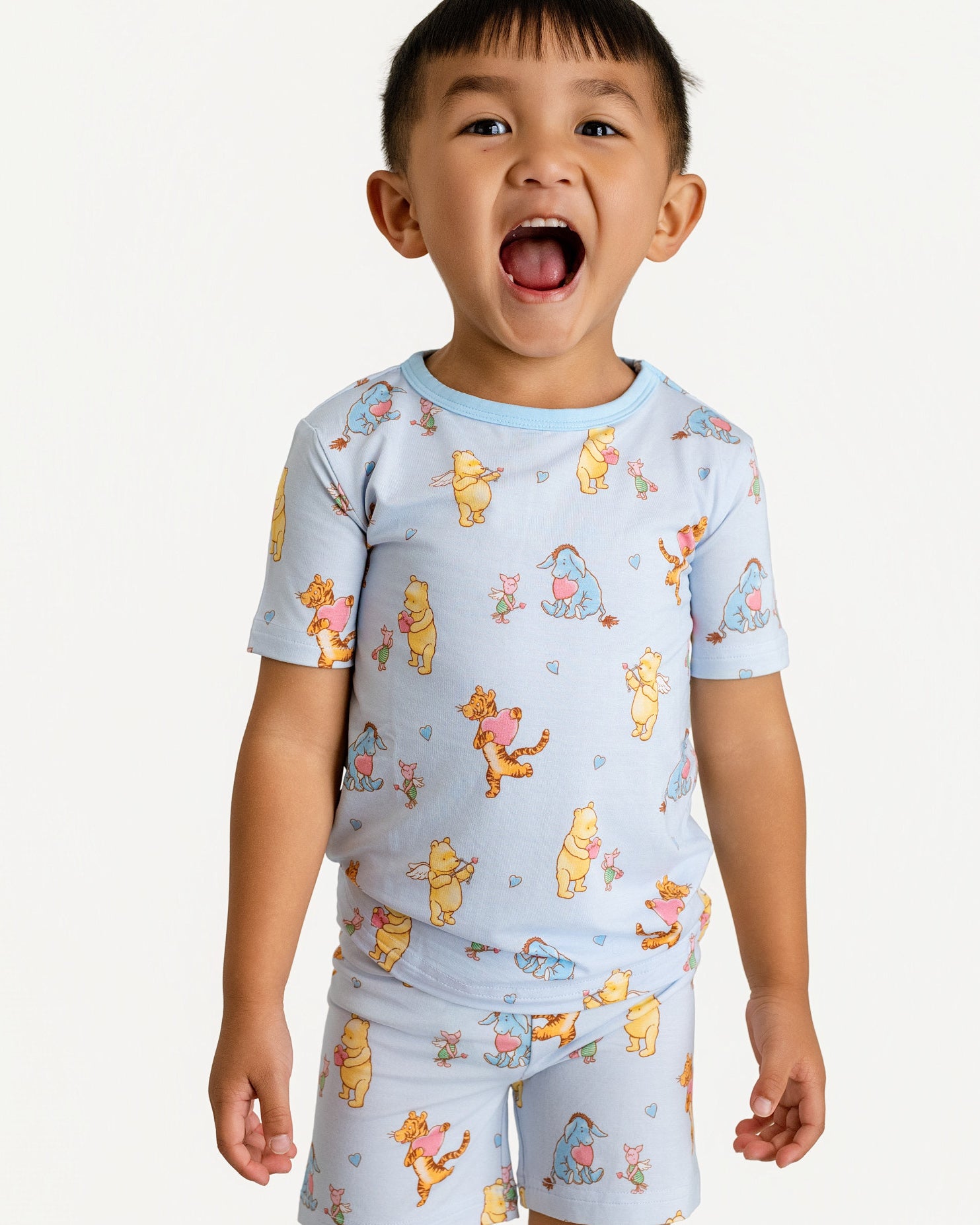 Love Bear Blue Two-Piece Short Sleeve & Shorts Set