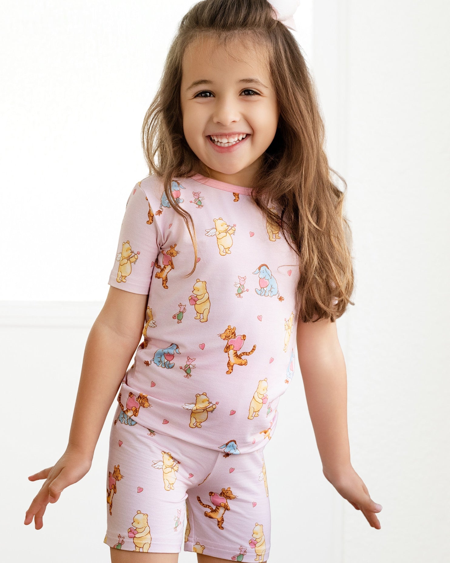 Love Bear Pink Two-Piece Short Sleeve & Shorts Set