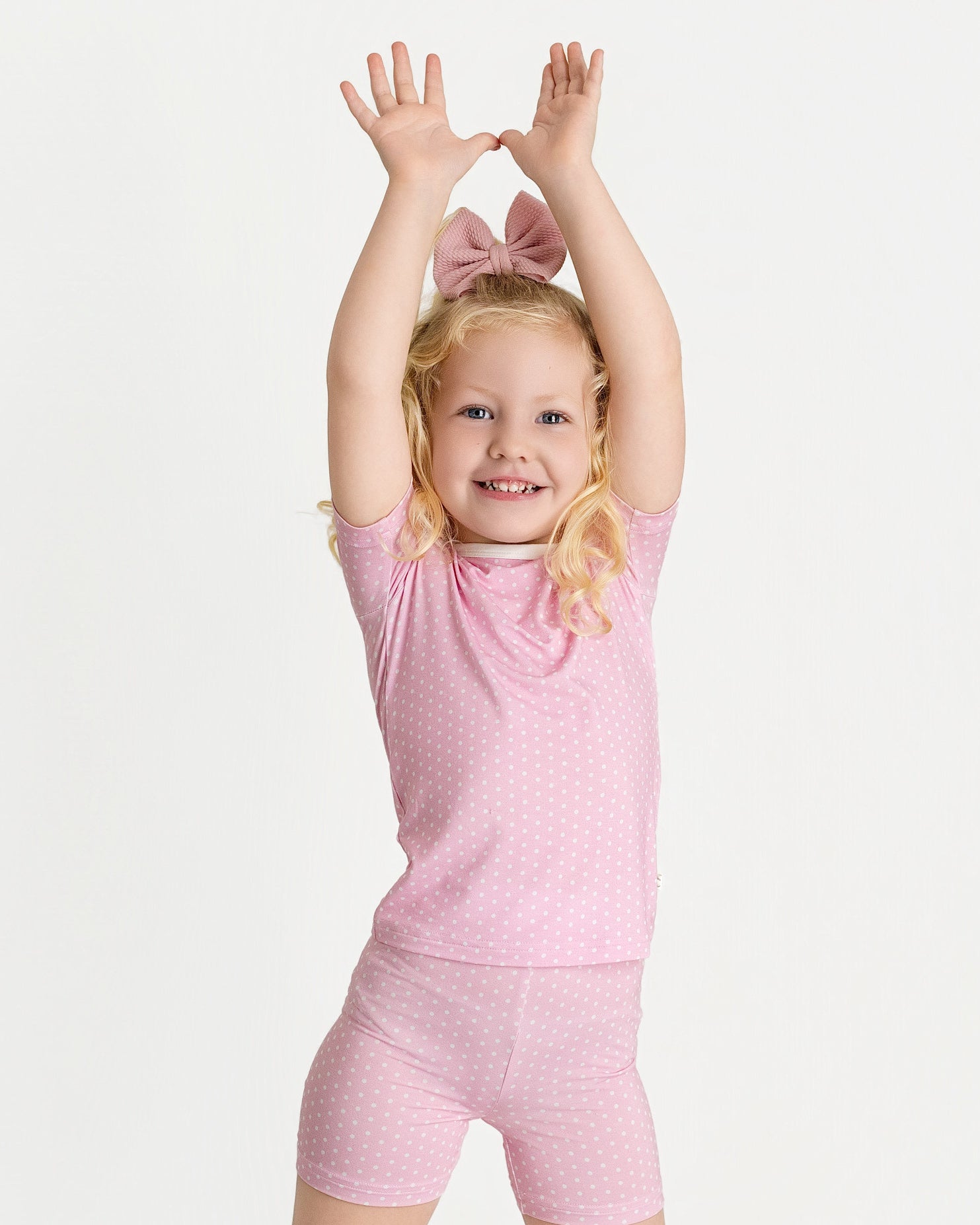 Polka Dots Two-Piece Short Sleeve & Shorts Set