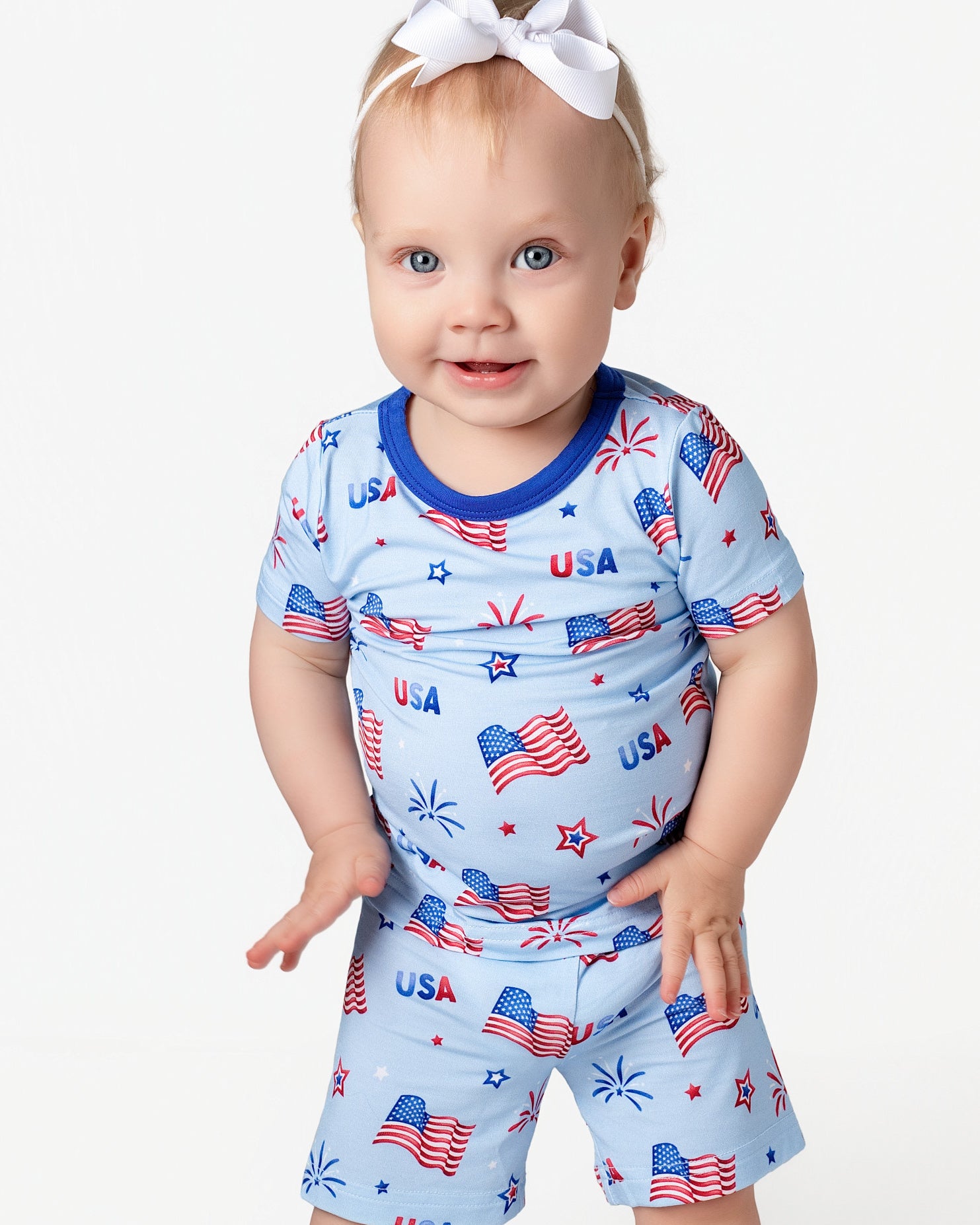 Little Firecracker Two-Piece Short Sleeve & Shorts Set