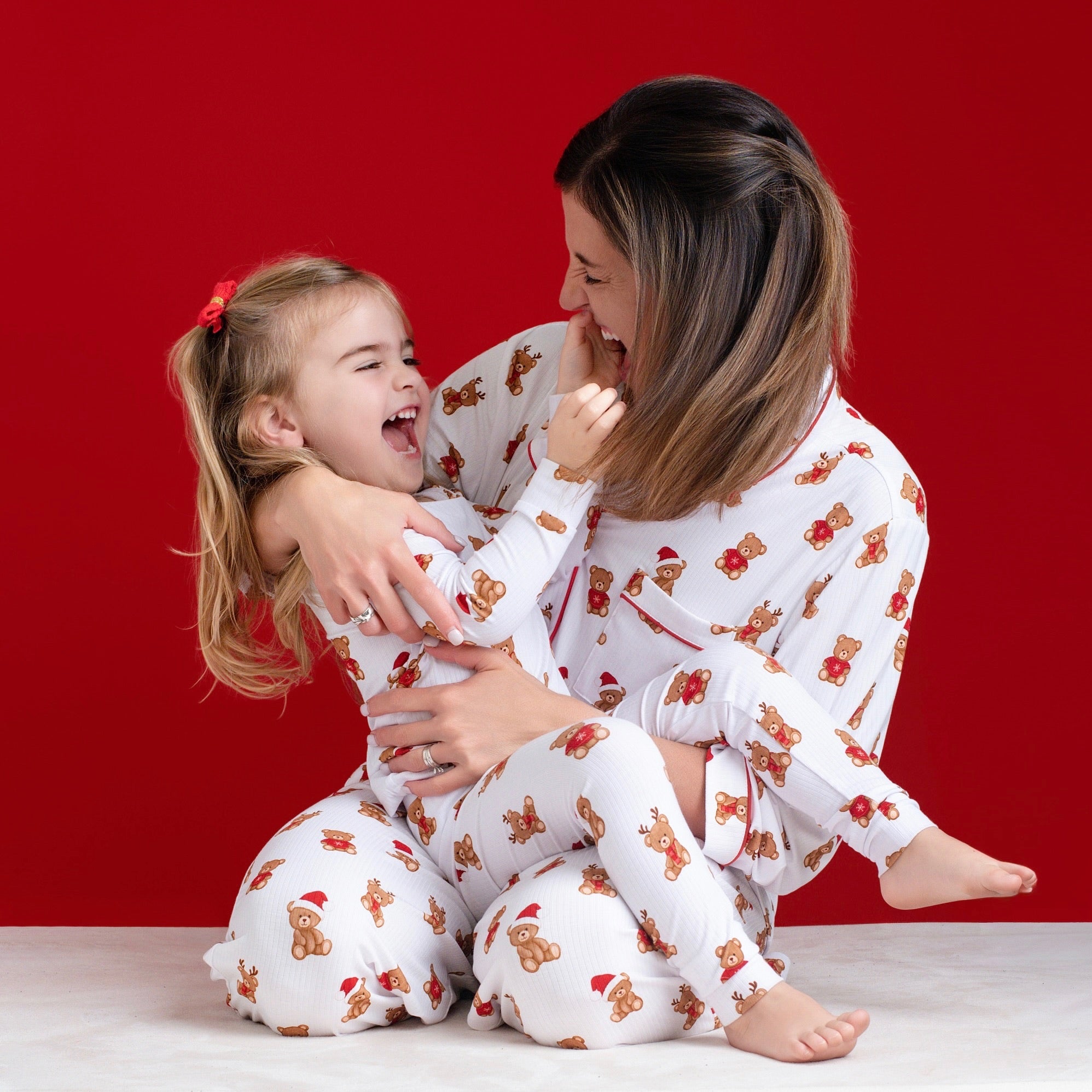 Christmas Bears Ribbed Women's Pajama Set