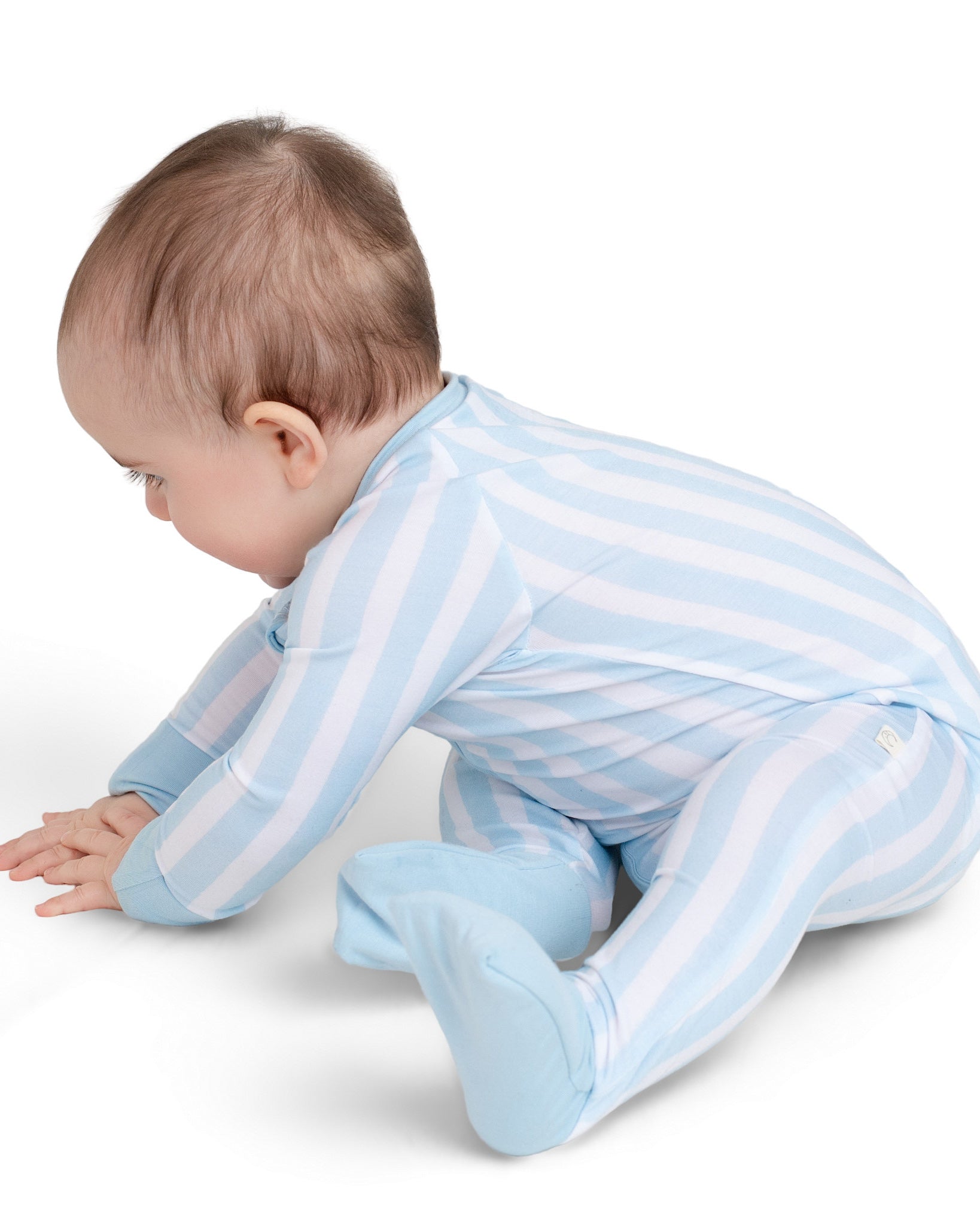 Cotton Candy Blue Stripe Zip Romper
