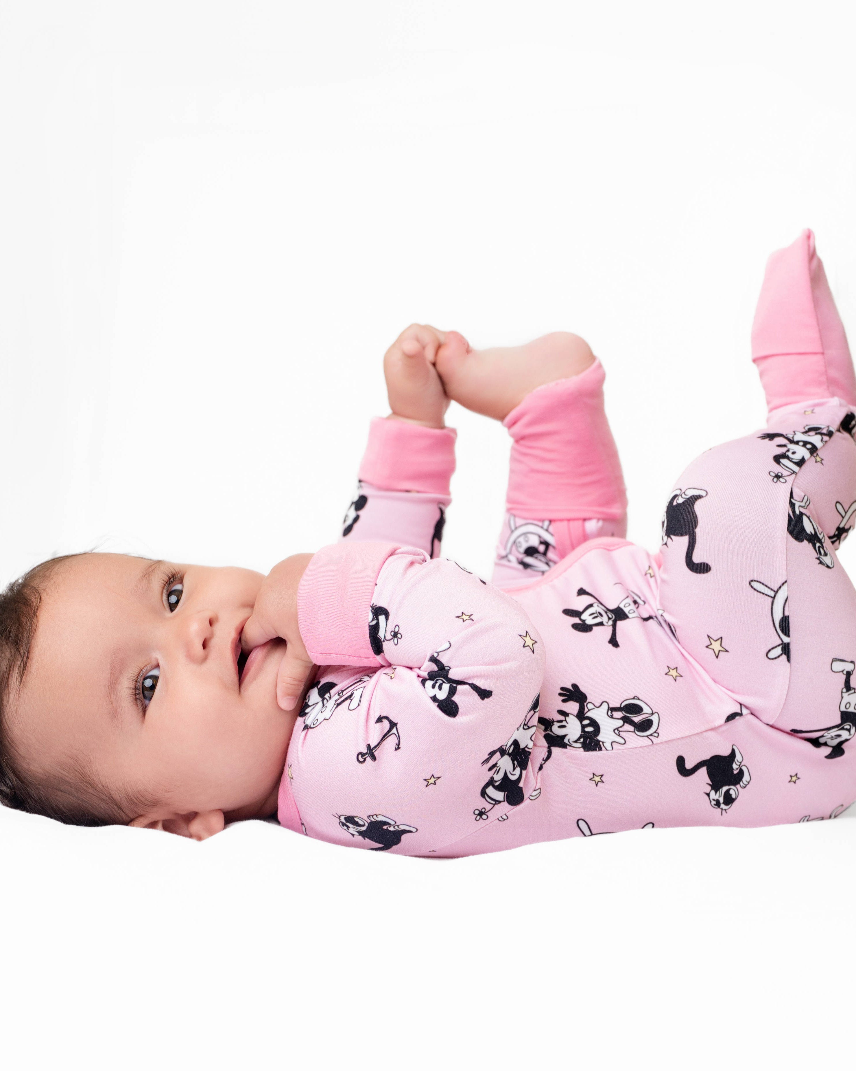 Steamboat Willie Pink Zip Romper