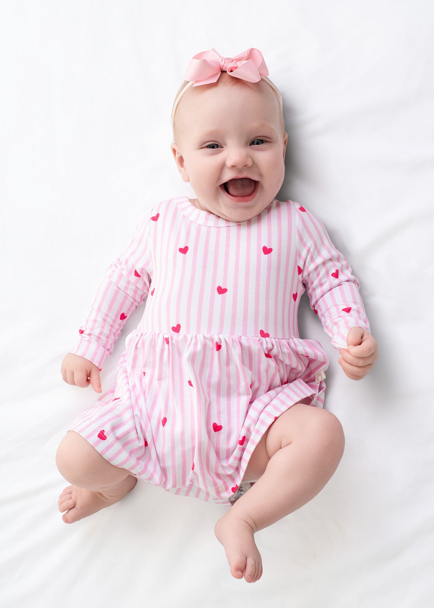Tiny Heart Pink Twirl Dress with bodysuit