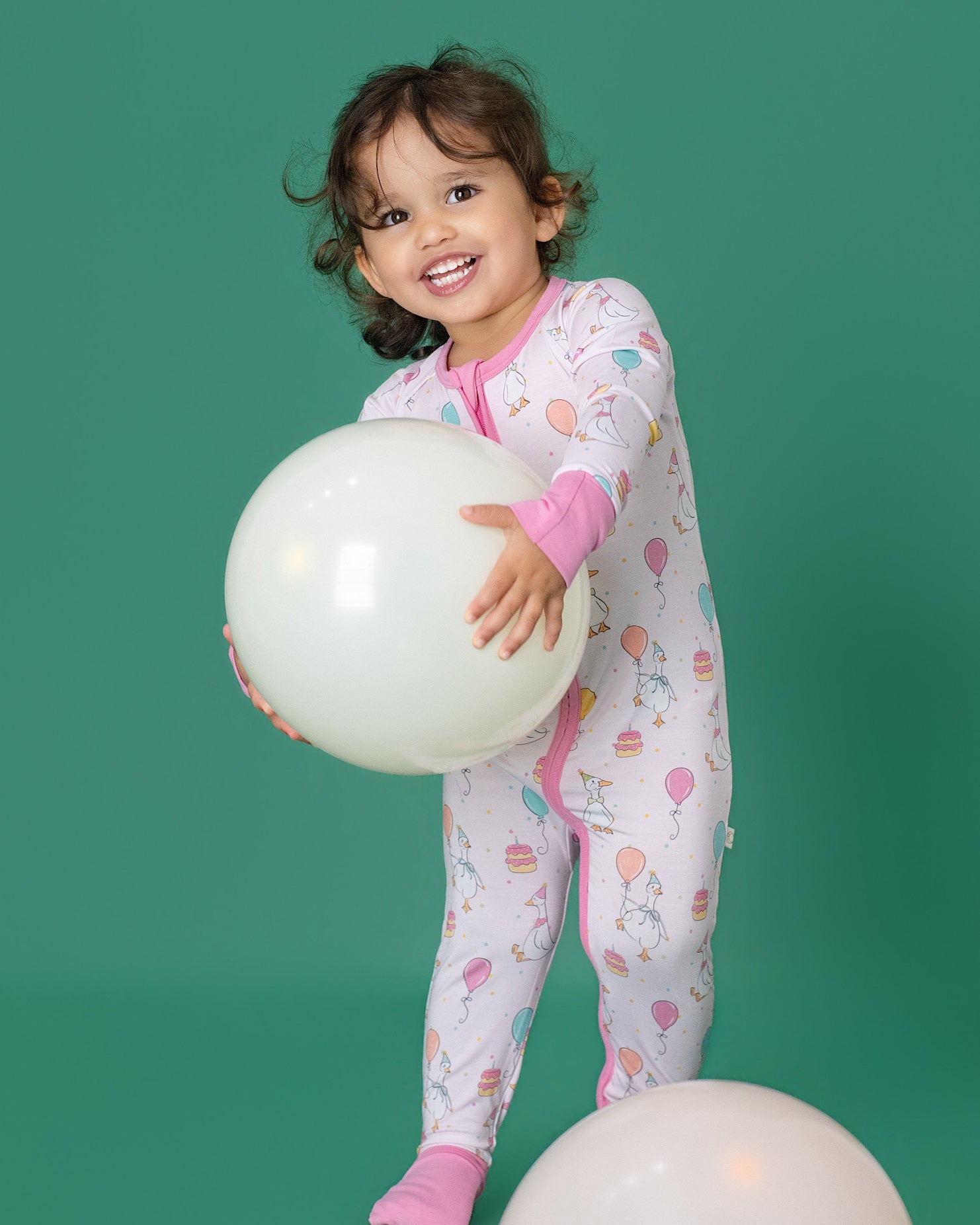 Party Geese Pink Zip Romper