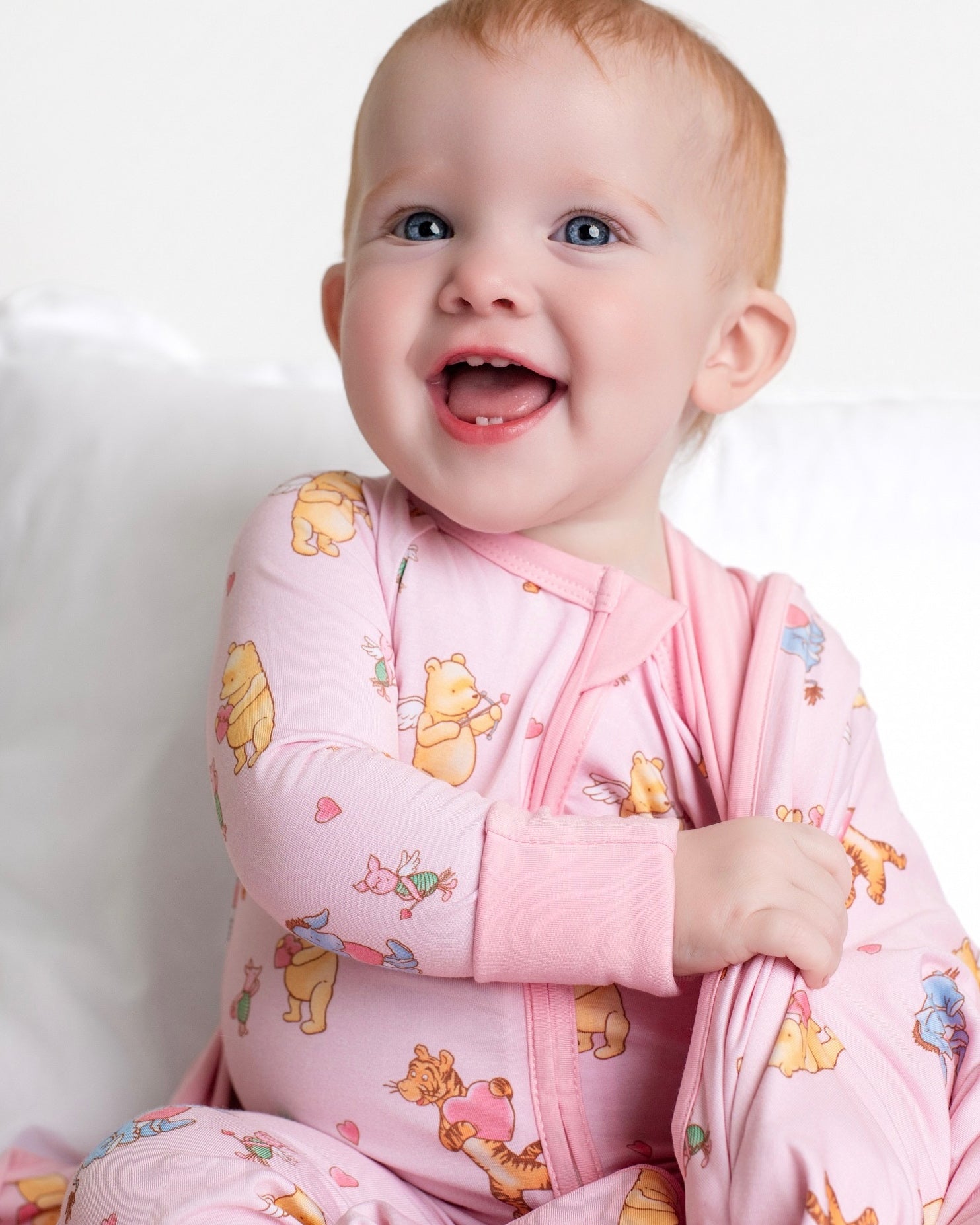 Love Bear Pink Zip romper – Dreamy Bamboo