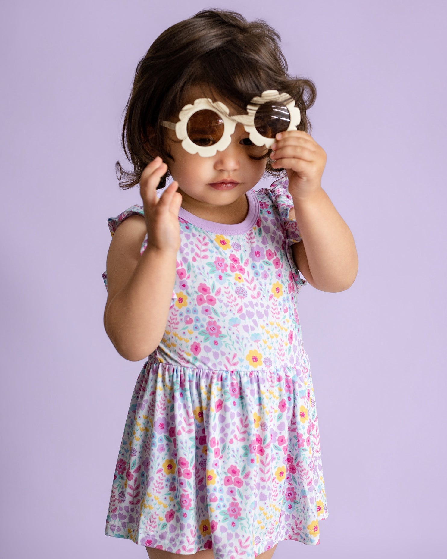 Lavender Bloom Twirl Dress with bodysuit