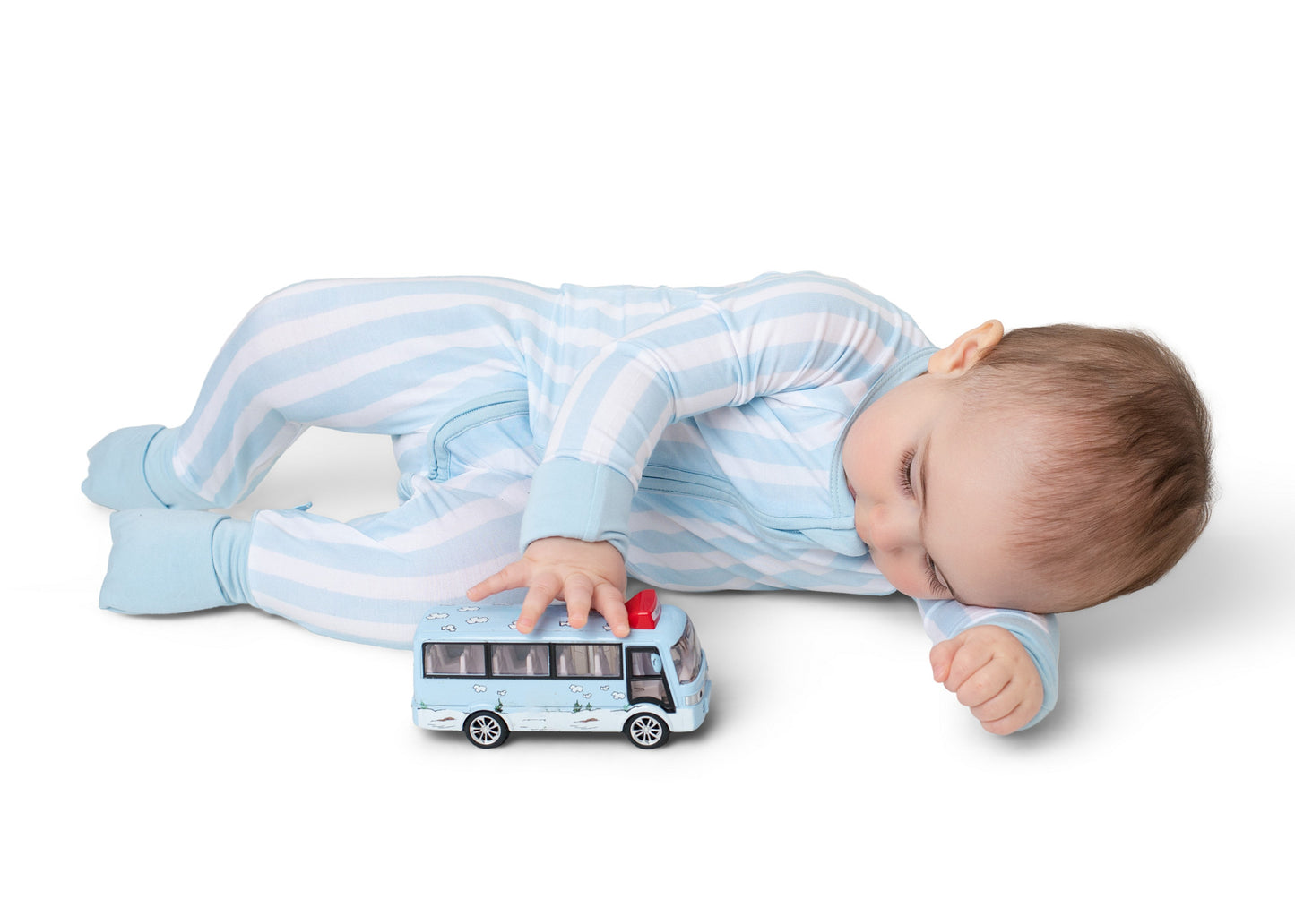 Cotton Candy Blue Stripe Zip Romper