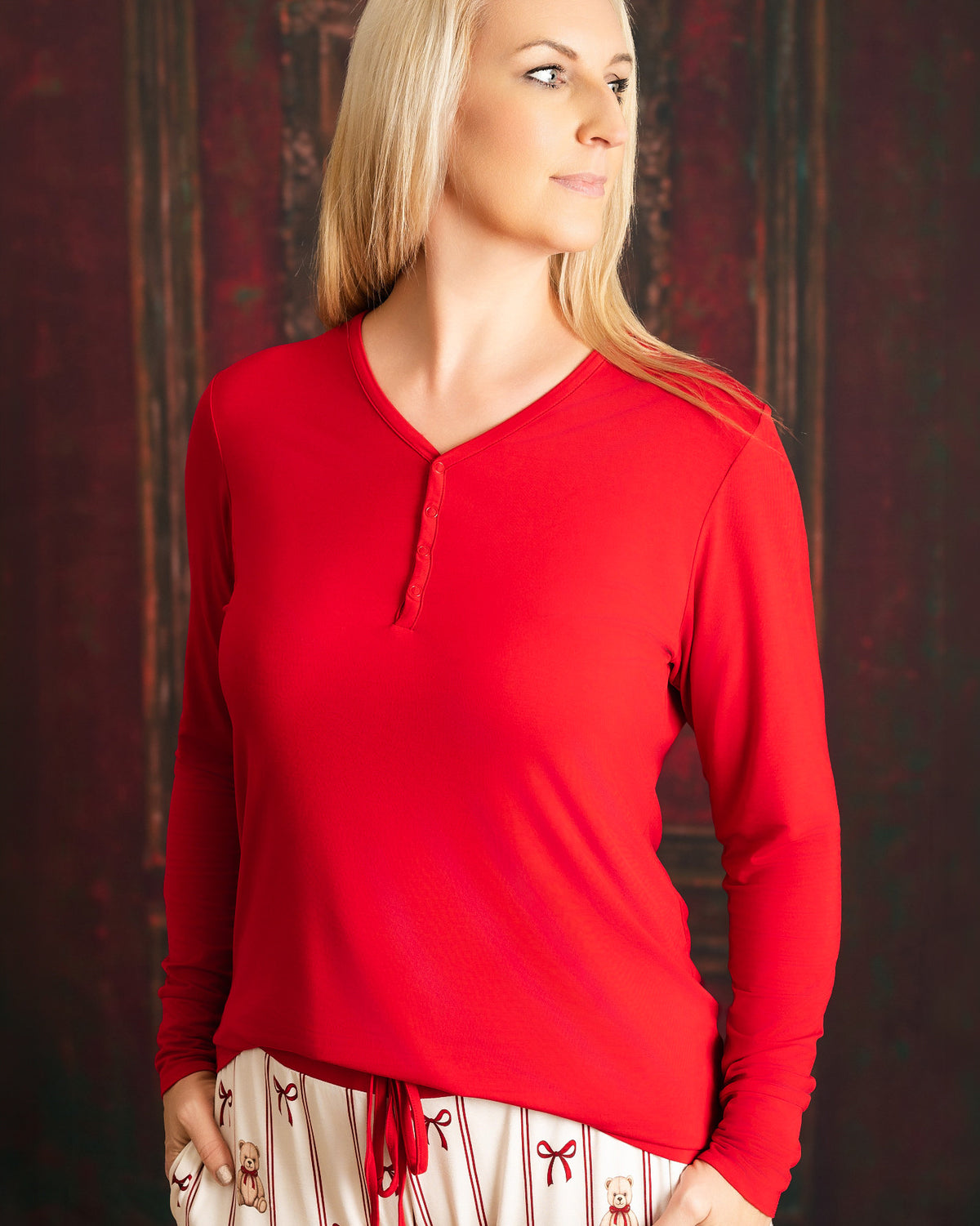 Holiday Bears Women's Long Sleeve Pajama Top