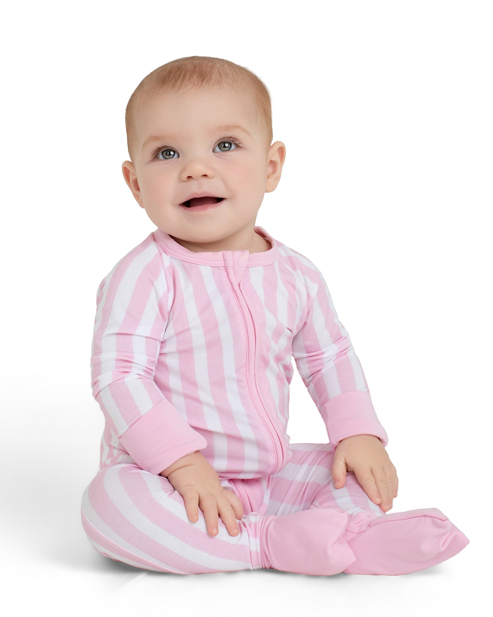 Cotton Candy Pink Stripe Zip Romper